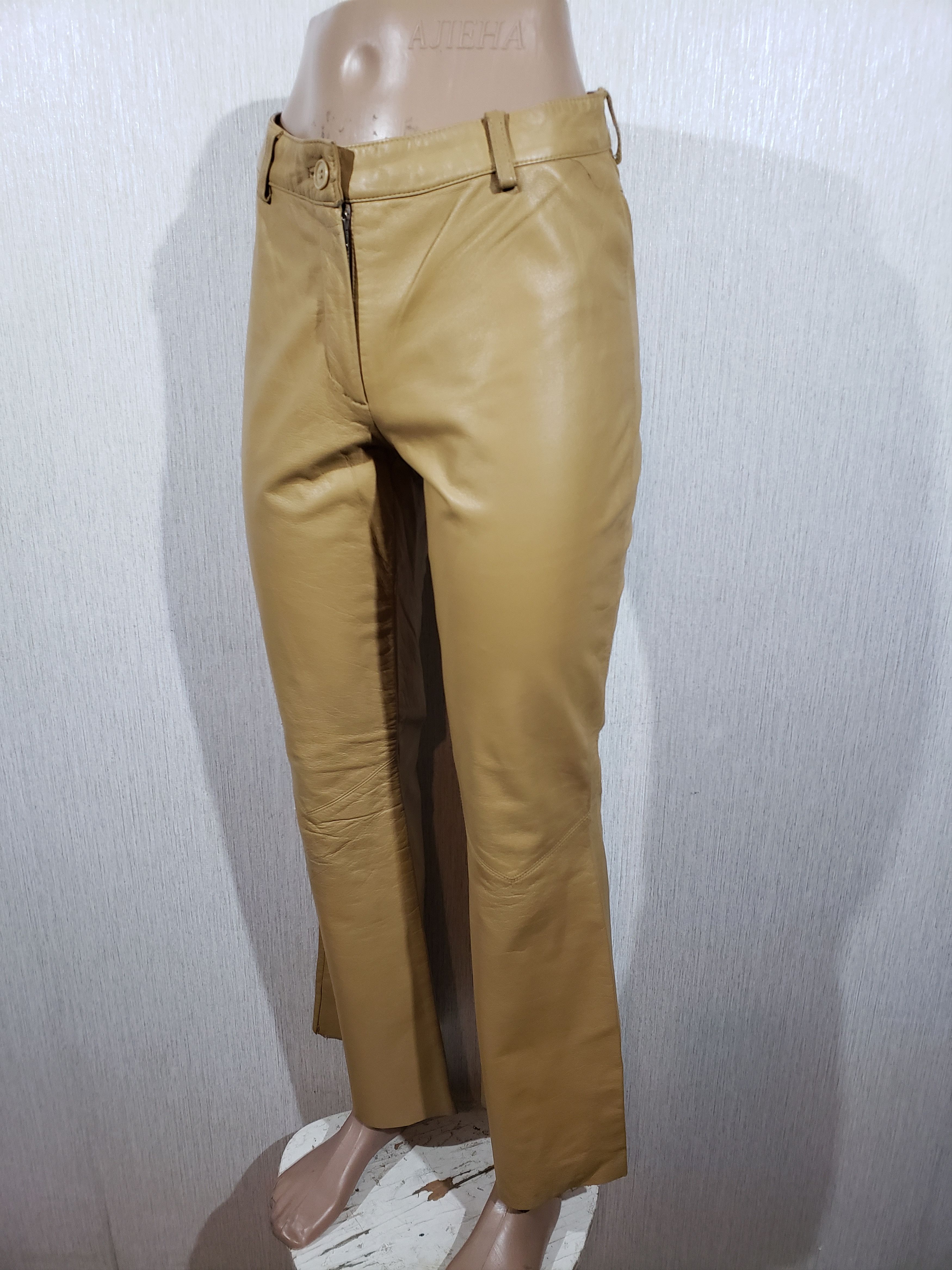 Genuine Leather Light brown women's pants flared at the bottom. Size 26" / US 2 / IT 38 - 3 Thumbnail