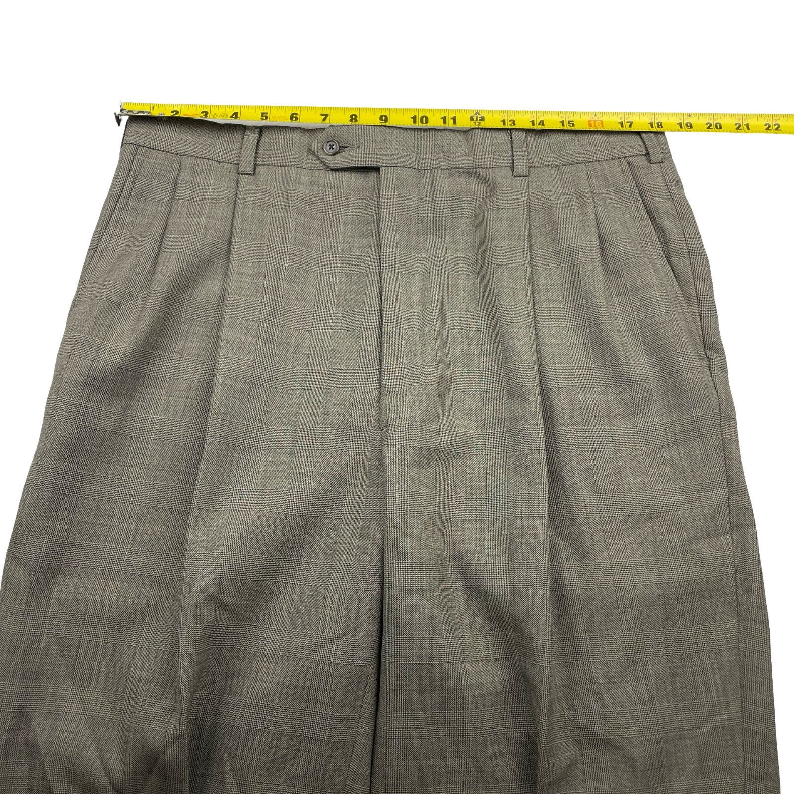Hart Schaffner Marx Hart Schaffner Marx Men’s 100% Wool 2-Button Suit Beige Plai Size 42L - 15 Thumbnail