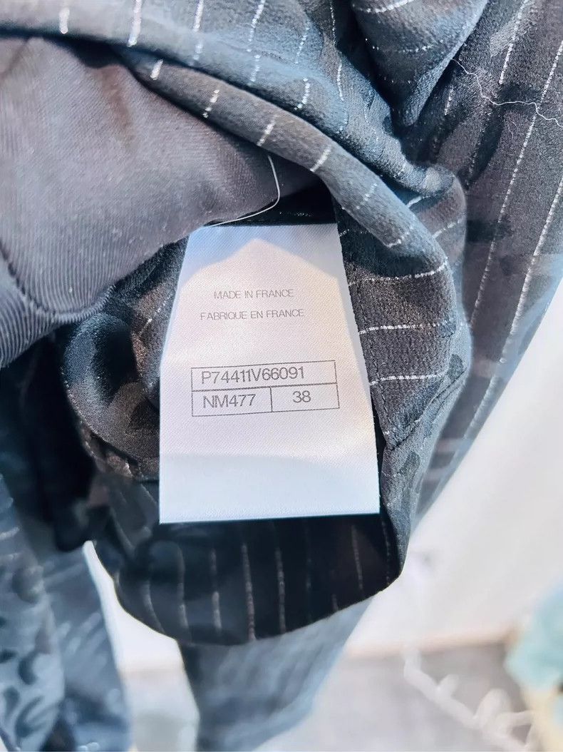 Chanel 23P black logo dark striped shirt