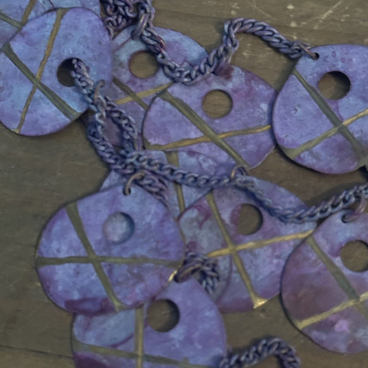 Vintage Vintage multi chain layered purple dangle discs necklace Size ONE SIZE - 5 Thumbnail