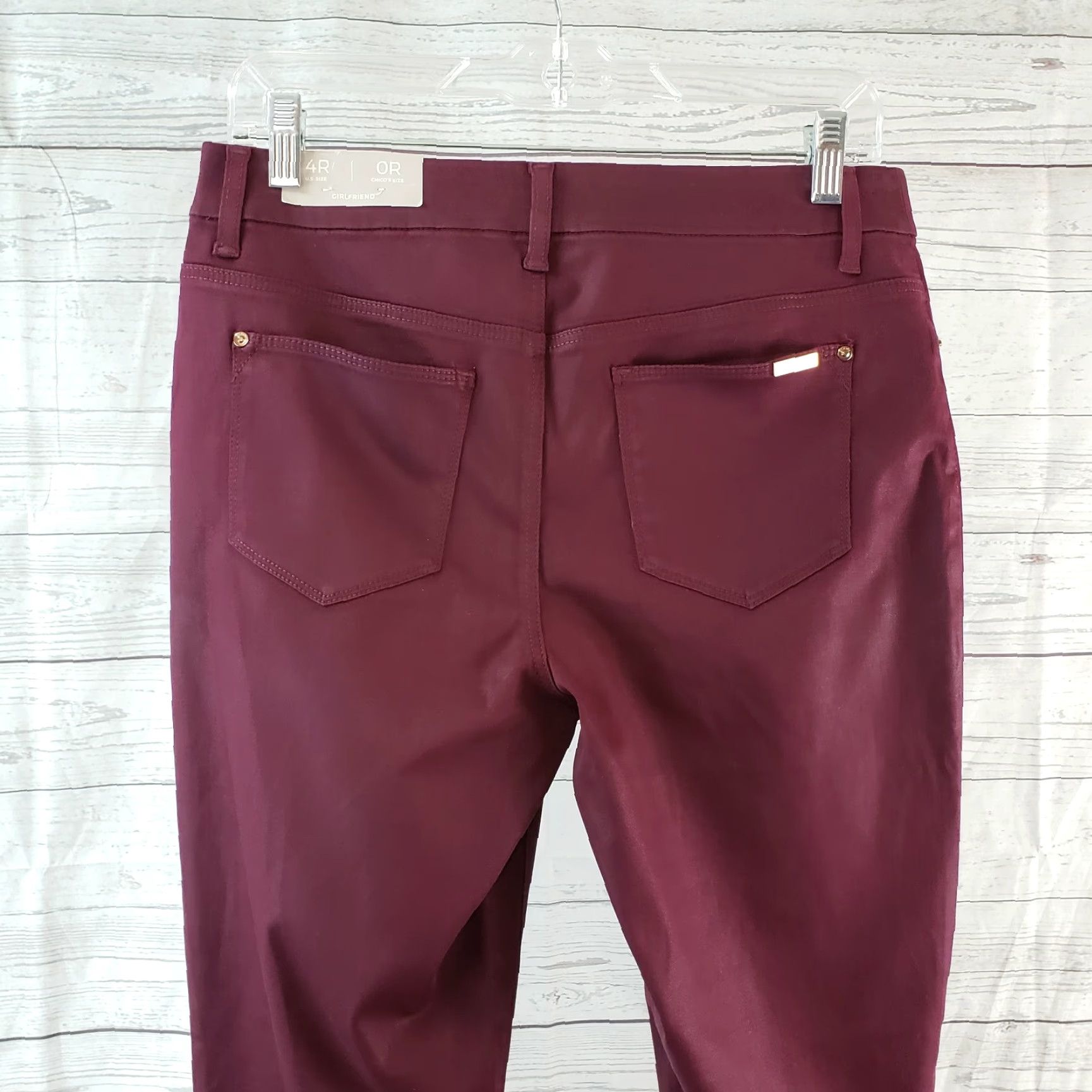 Vintage Chico's Womens Girlfriend Ankle Pants Sz 4 Red Mid Rise Skinny Inseam 27 Zip Rodent? Size 27" / US 4 / IT 40 - 4 Thumbnail