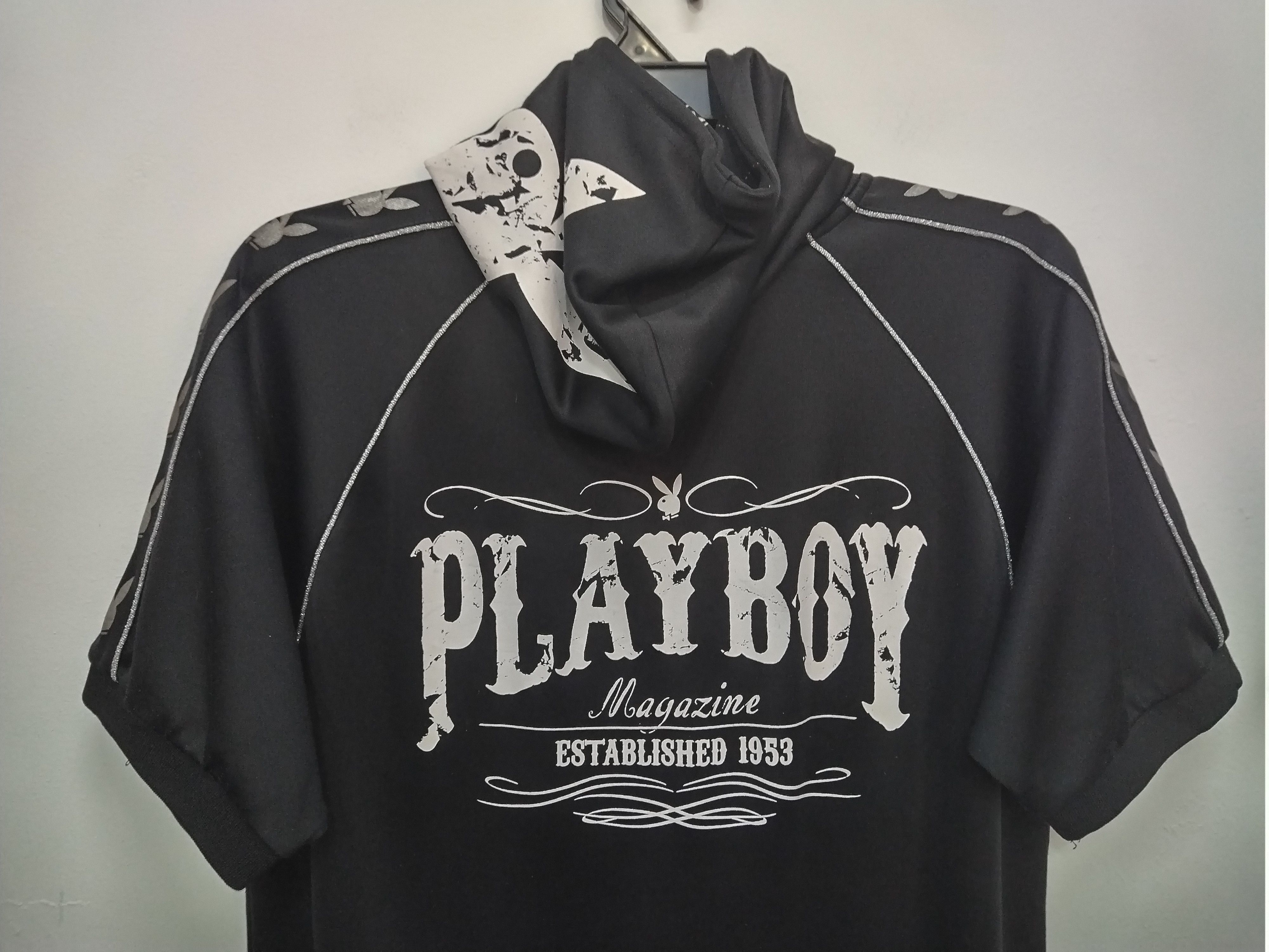 Playboy × Vintage 💥Hoodie S/sleeve zipper Playboy Nice big ori crack print Size L / US 10 / IT 46 - 8 Thumbnail