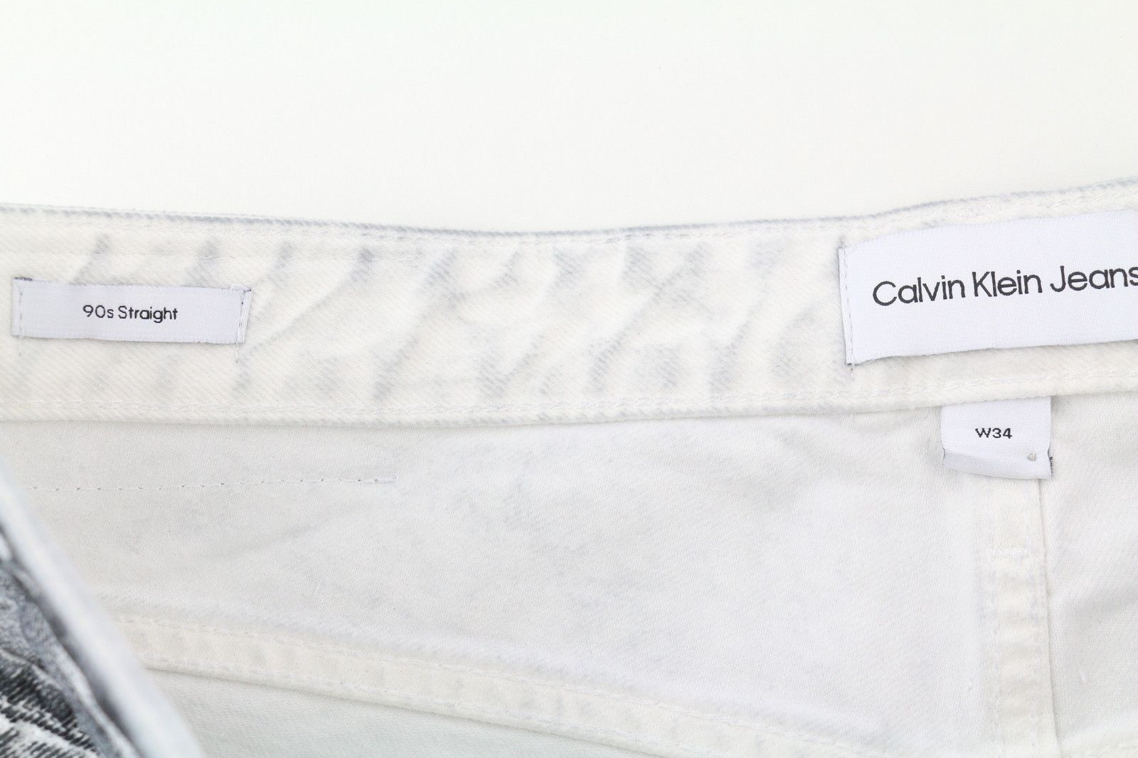 90'S STRAIGHT W34 Grey Washed Zip Coated Jeans 85109