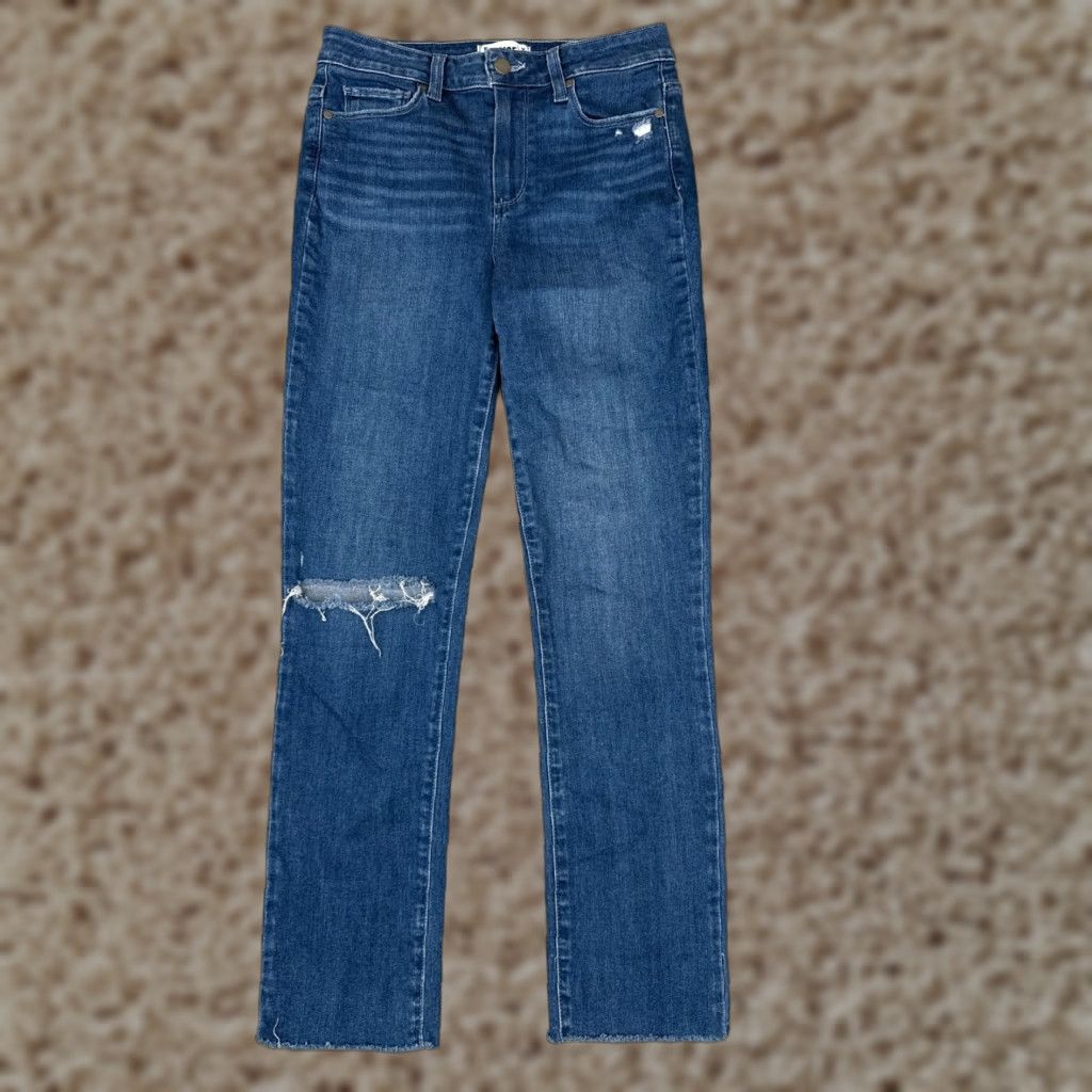 Paige PAIGE Jeans Womens 27 Blue Denim Straight Leg Hoxton Slim Distressed 27x27 Size 27" / US 4 / IT 40 - 1 Thumbnail