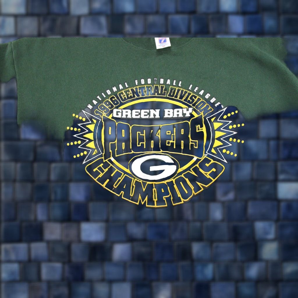 Logo 7 VINTAGE Green Bay Packers Sweatshirt 2XL Logo 7 Crew Neck Long Sleeve Pullover Men Green 1996 Central Division Champions Sports All Seasons Hooded Size US XXL / EU 58 / 5 - 1 Thumbnail