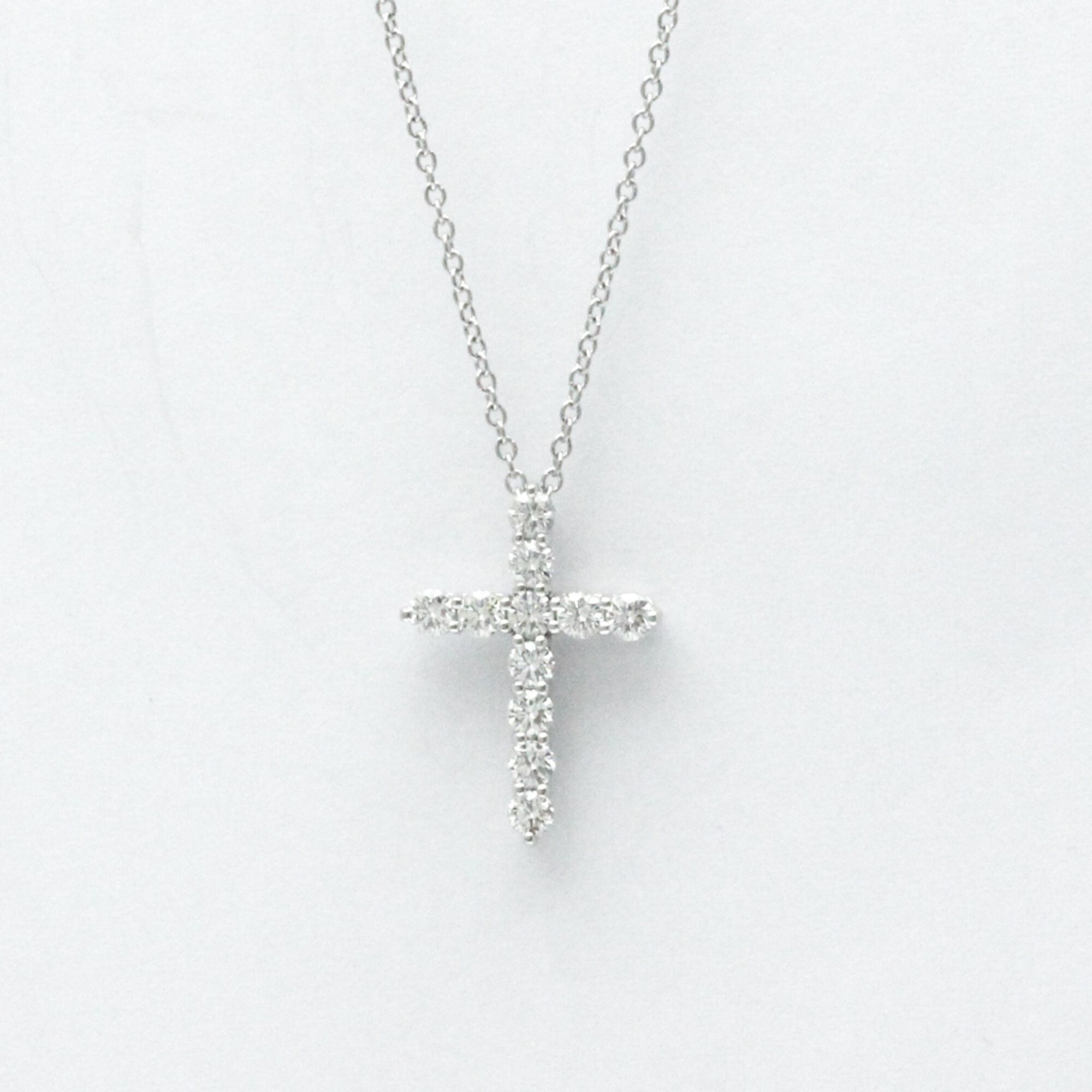 image of Tiffany Co Tiffany Small Cross Diamond Necklace Platinum Diamond Men,women Fashion Pendant Necklace