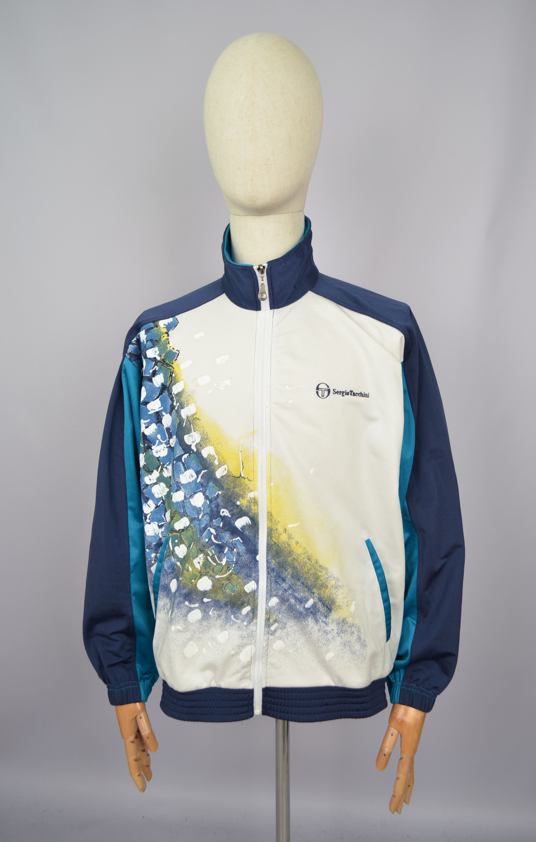 Designer × Sergio Tacchini × Vintage Sergio Tacchini Track Top Jacket Full Zip Size L Vintage 90s Size US L / EU 52-54 / 3 - 2 Thumbnail