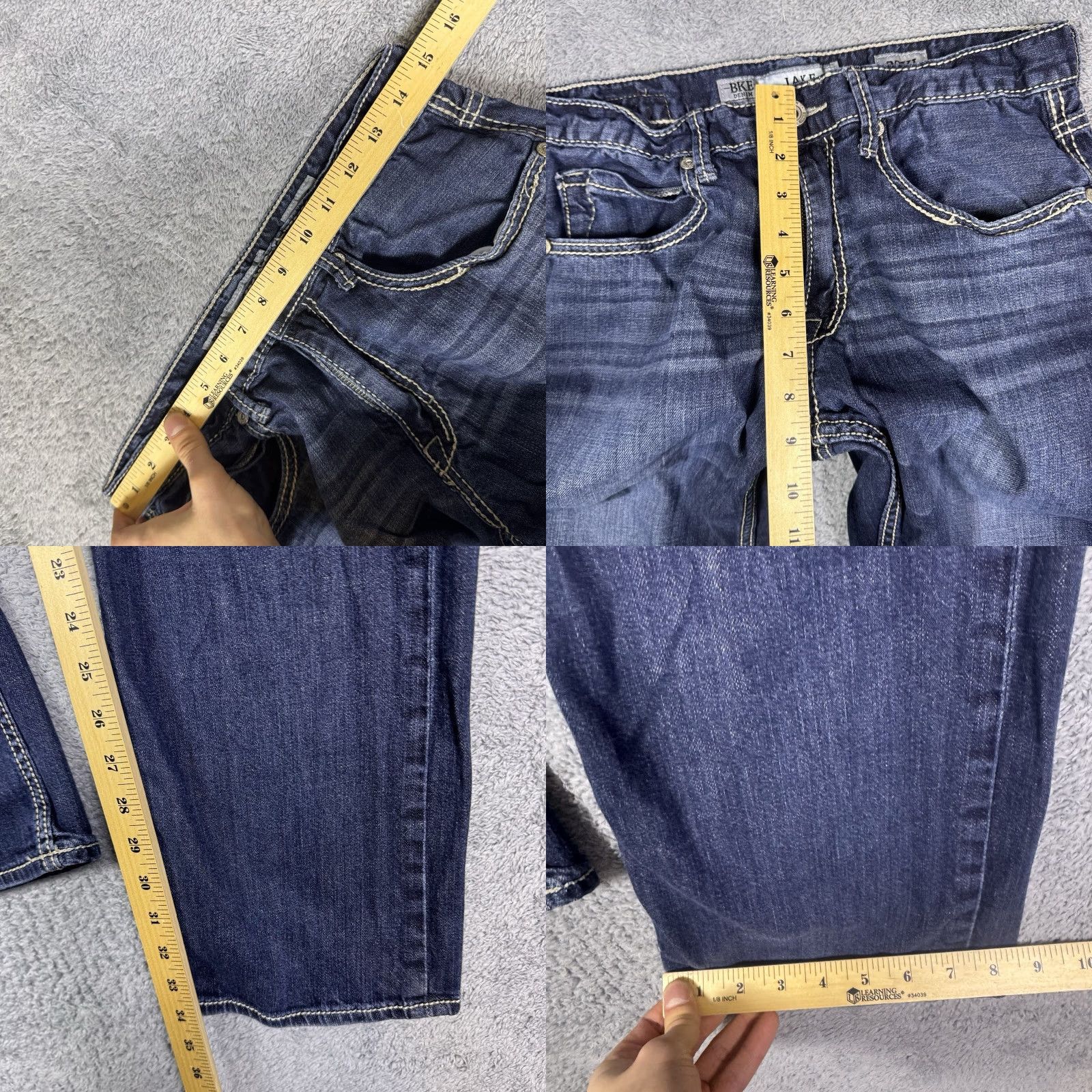 Vintage BKE Jake Jeans Mens 32XL Blue Straight Dark Wash Mid Rise Whisker Stretch Denim Jeans 5-Pocket Regular Inseam 34in Size US 32 / EU 48 - 8 Thumbnail