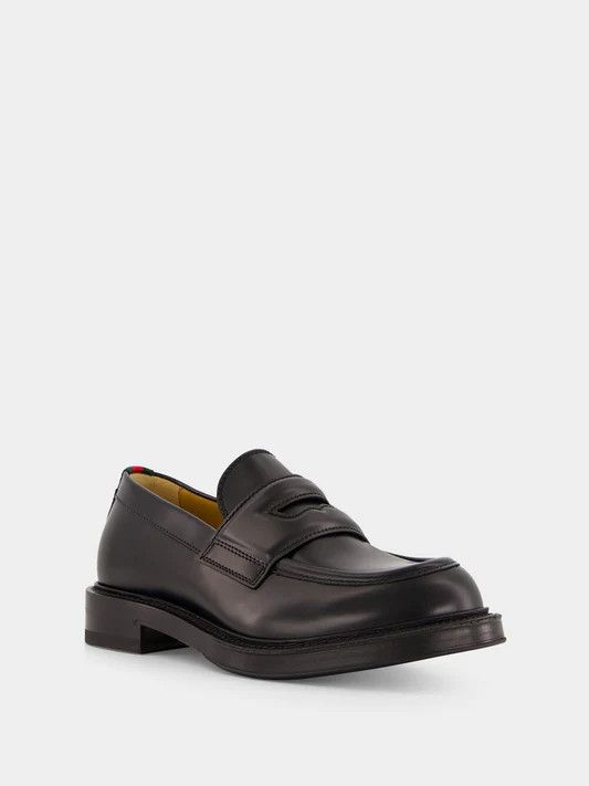 Gucci o1mt1gz0925 Men's Loafers With Web in Black Size US 12.5 / EU 45-46 - 2 Thumbnail