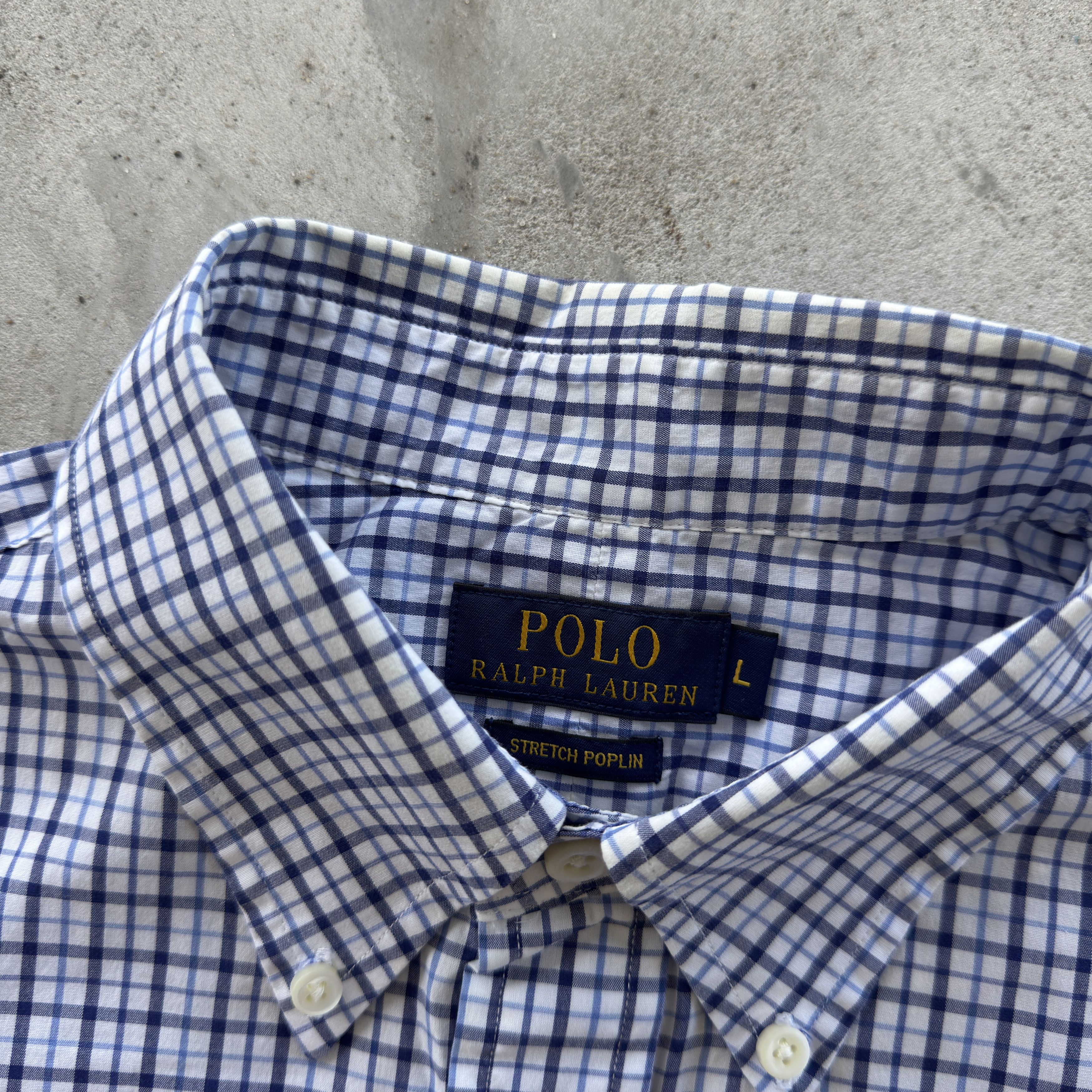 Polo Ralph Lauren Polo Ralph Lauren Blue White Check Stretch Poplin Shirt L Size US L / EU 52-54 / 3 - 5 Thumbnail