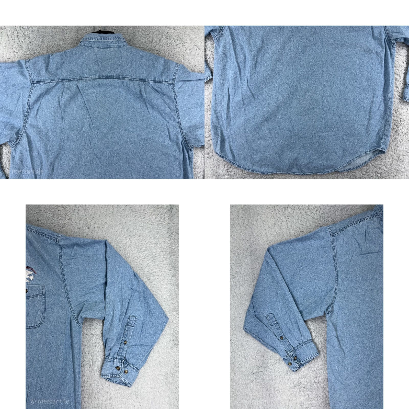 Paradise Paradise Point Shirt Mens 2XL XXL Blue Denim Button Up Ministries Religious Dove Size US XXL / EU 58 / 5 - 8 Thumbnail