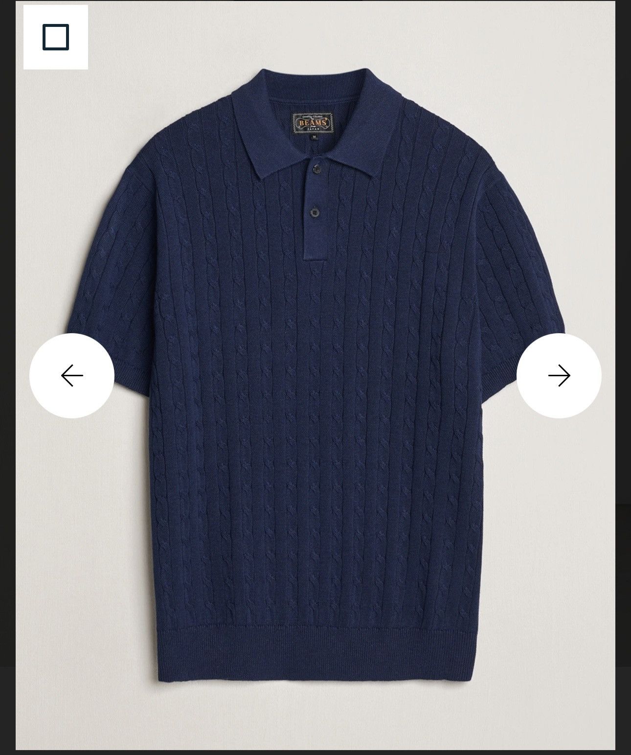 Beams Plus Short Sleeve Cable Polo Navy Size US L / EU 52-54 / 3 - 1 Thumbnail