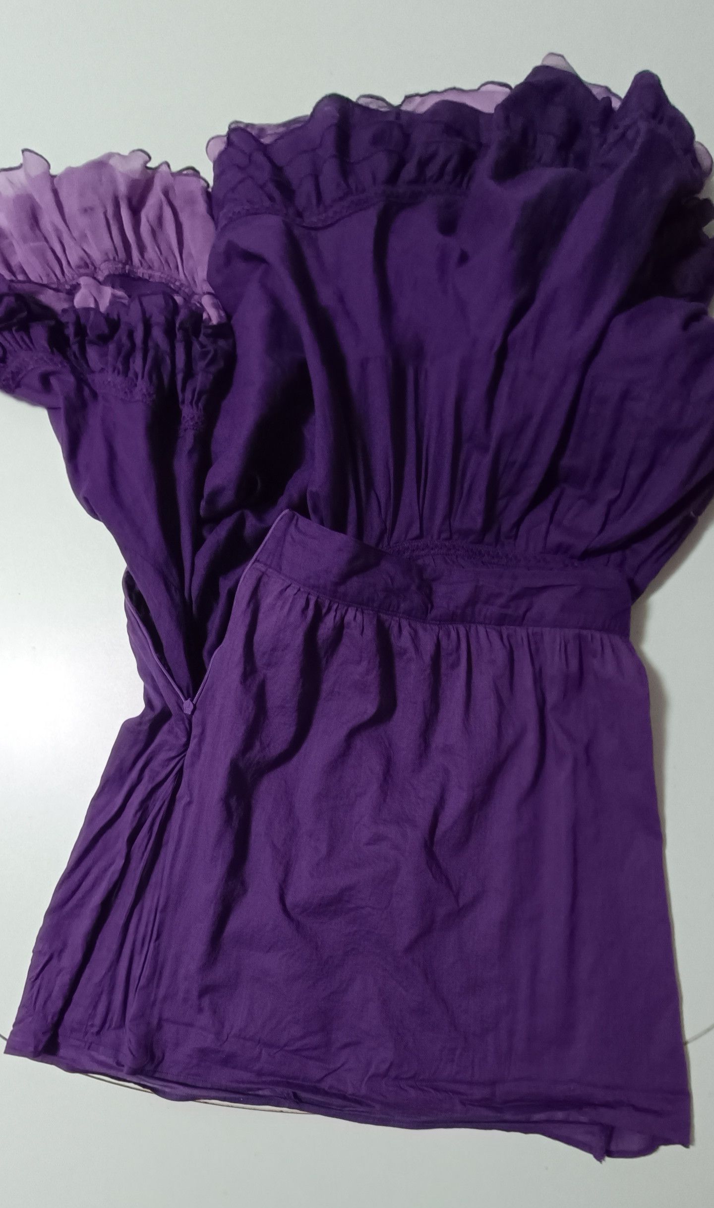 Jean Paul Gaultier Purple cotton skirt with silk ruffles Size 26" / US 2 / IT 38 - 19 Thumbnail