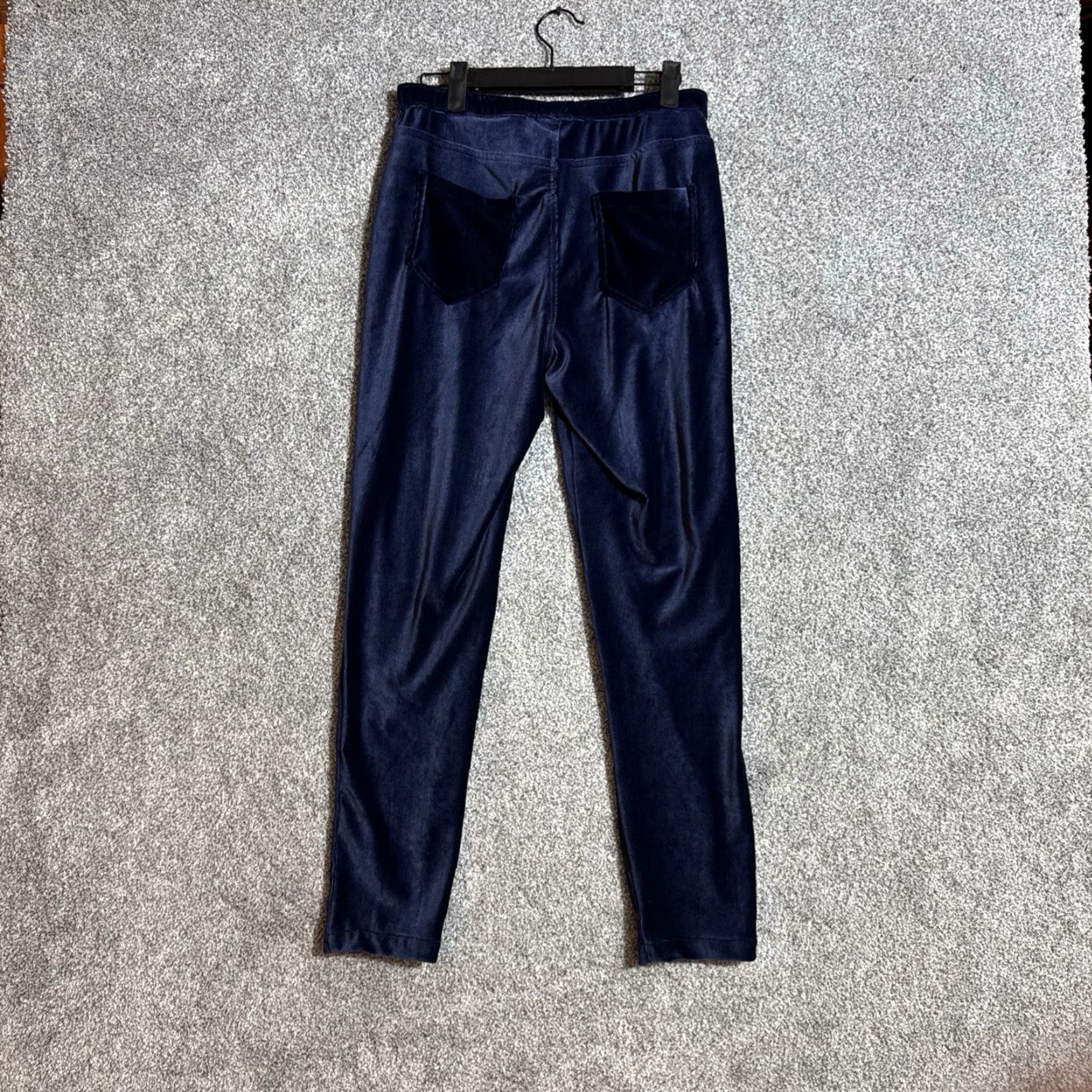 ASH DASH Y2K Glam Velour Pants Lounge Casual 90s 70s Style Womens M Blue Polyester Spandex Size 32" / US 10 / IT 46 - 6 Thumbnail