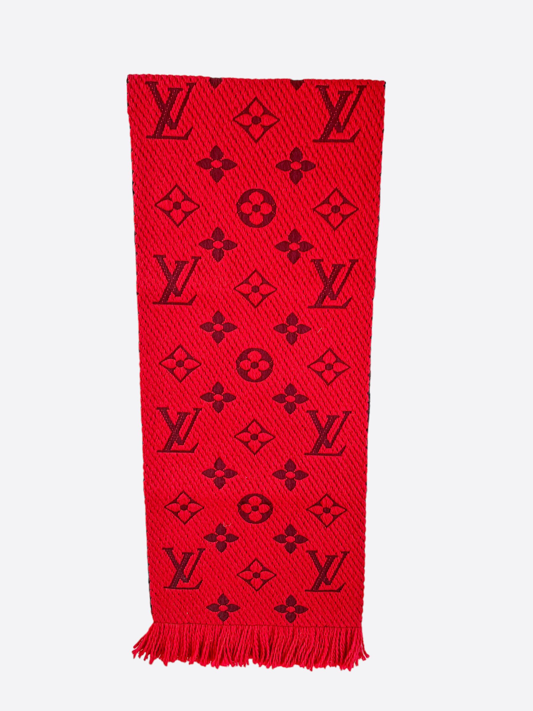 Louis Vuitton Louis Vuitton Red Monogram Logomania Scarf | Grailed