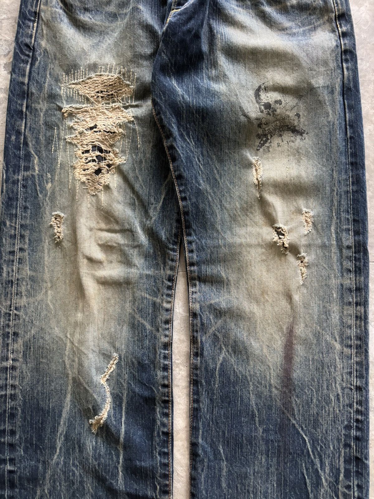 Edwin edwin distressed japanese denim studded skull punk sashiko Size US 28 / EU 44 - 9 Thumbnail