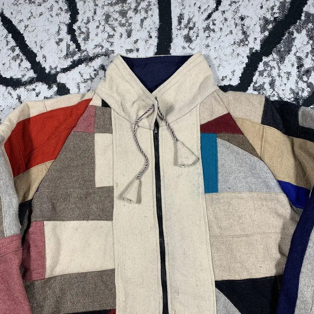 Japanese Brand × Vintage Vintage Patchwork Wool Coat Avant Garde Style Jacket Size L / US 10 / IT 46 - 2 Thumbnail