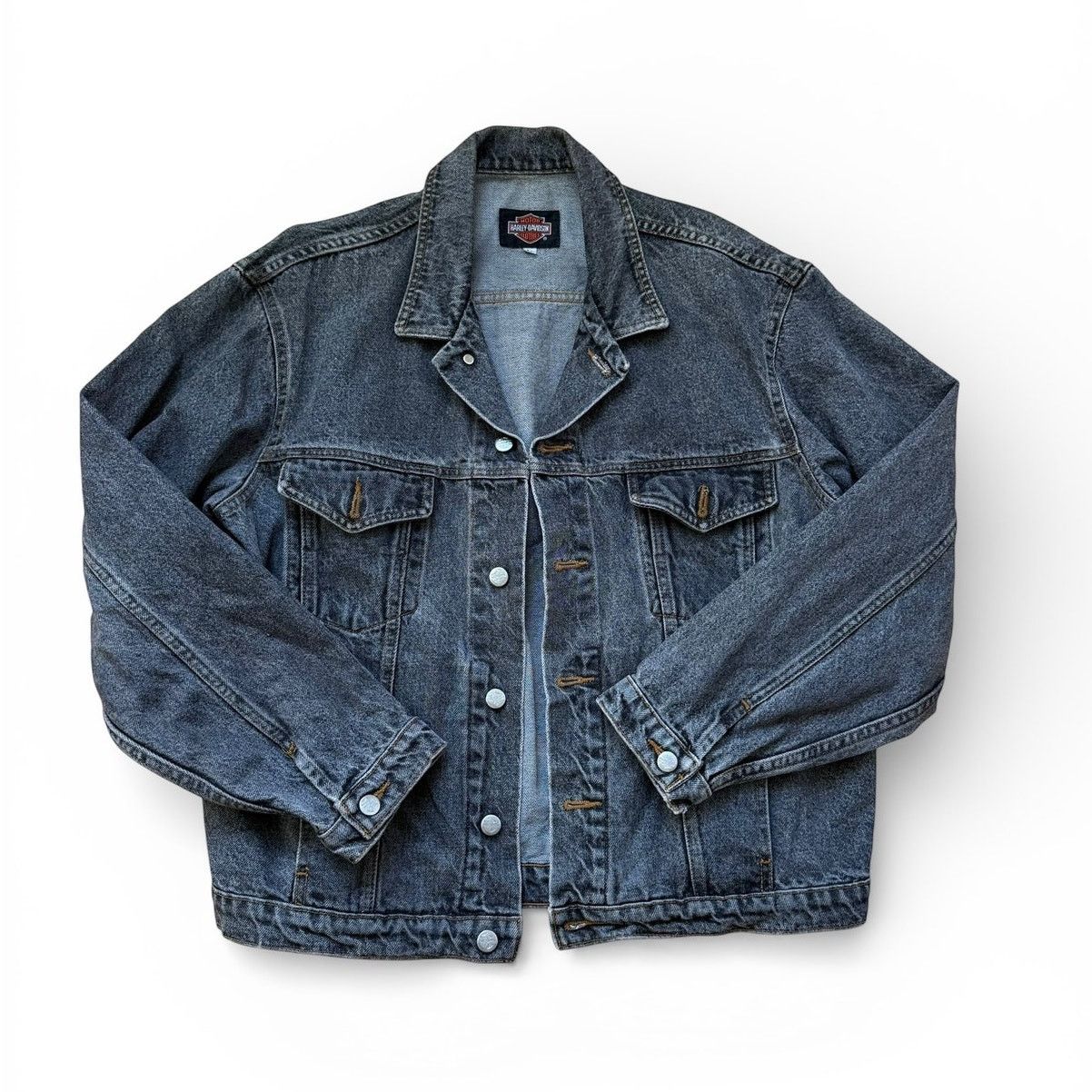 Harley Davidson Vintage 90s Harley Davidson Black Love Ride Denim Jacket Size US L / EU 52-54 / 3 - 2 Thumbnail