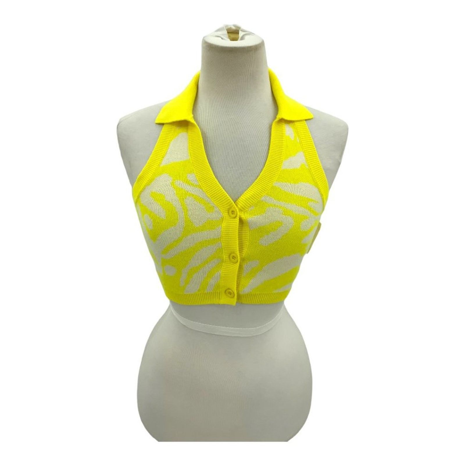 Hed Mayner Noisy May Knit Halter Neck Top Yellow Size Small NWOT Size S / US 4 / IT 40 - 2 Thumbnail