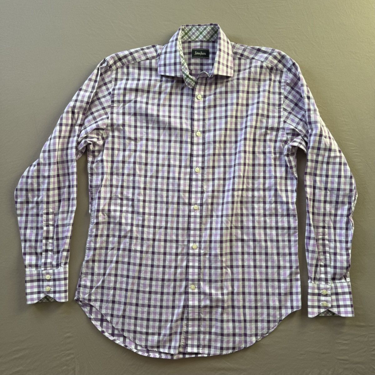Neiman Marcus Neiman Marcus Cotton Plaid Button-Down Shirt Size US L / EU 52-54 / 3 - 2 Thumbnail
