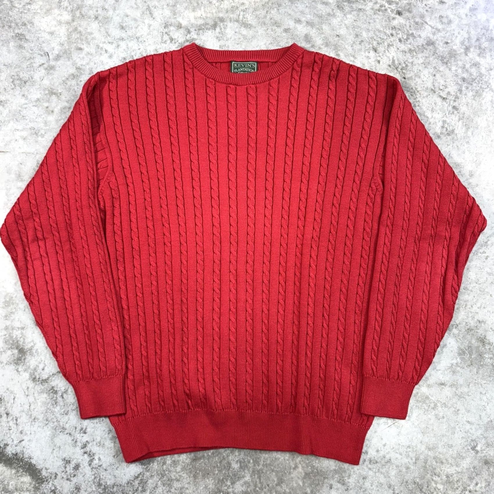 Vintage Kevins Plantation Collection Sweater Mens Large Red Cable-Knit Pullover Crewneck Size US L / EU 52-54 / 3 - 2 Thumbnail