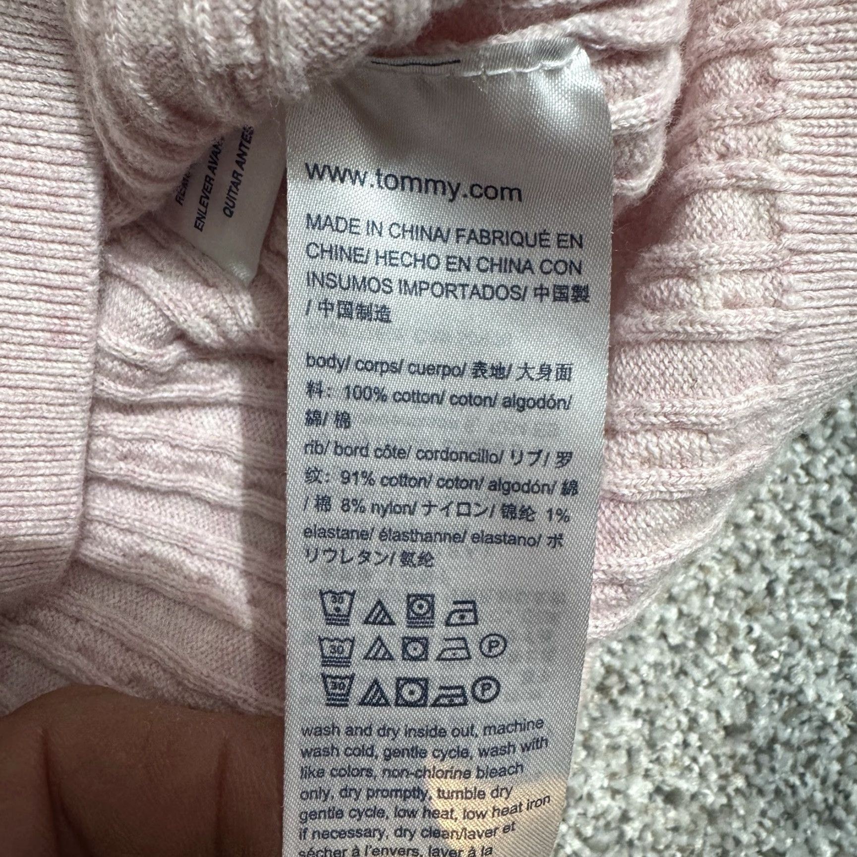 Tommy Hilfiger Tommy Hilfiger Sweater Women Large Cable-Knit Preppy Academia Chic Classic Pink 100% Cotton Pullover Regular Knit Lightweight Logo Embroidered Size L / US 10 / IT 46 - 6 Thumbnail