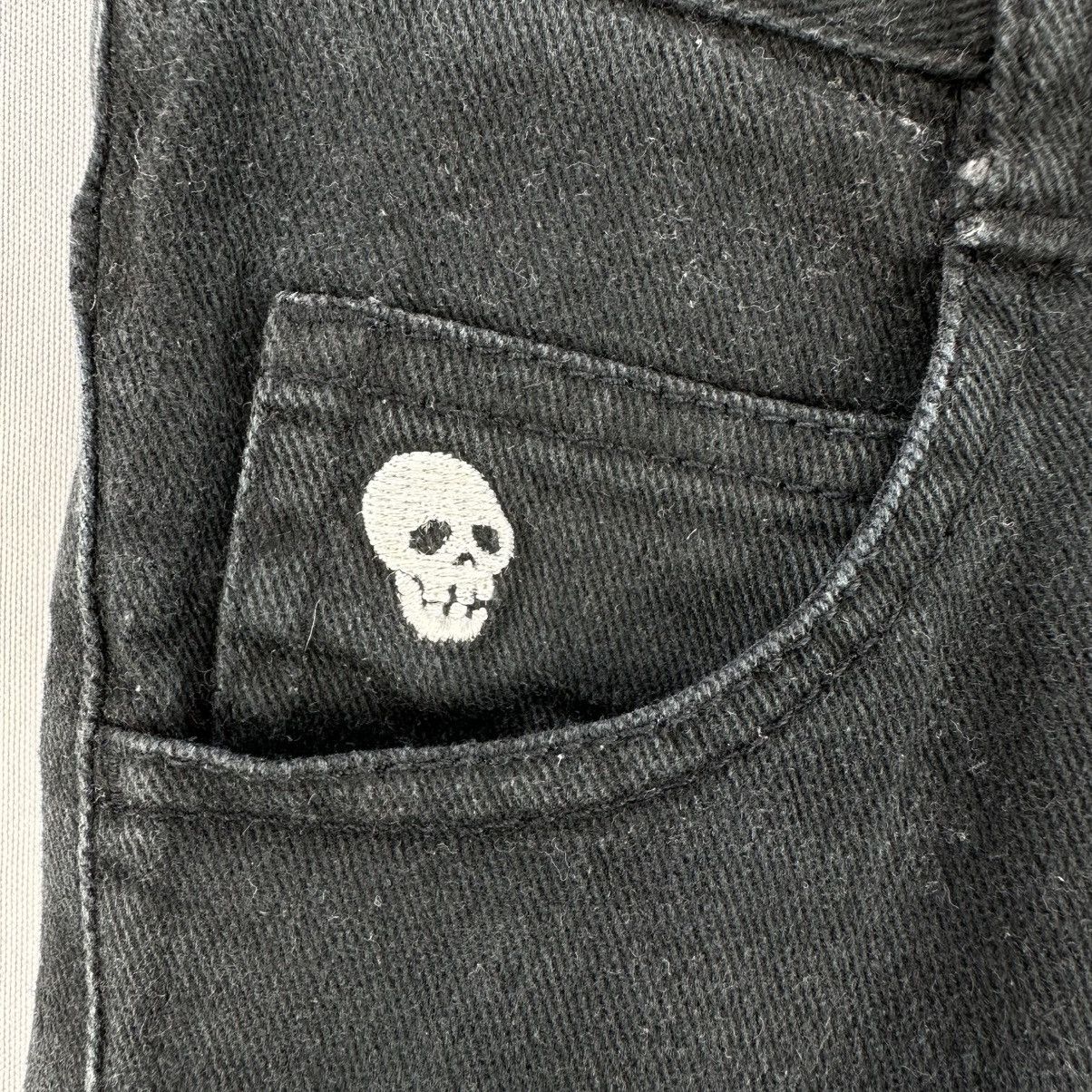 If Six Was Nine Vintage 90's Rad Custom Skinny Jeans Skull and Britain Flag Size 25" / US 0 / IT 36 - 4 Thumbnail