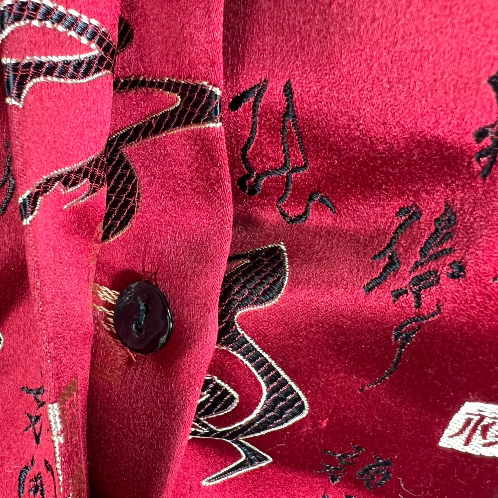 Vintage Chico's Silk Blend Asian Design Blazer Kimono Jacket Women’s L Red Satin Writing Size L / US 10 / IT 46 - 4 Thumbnail