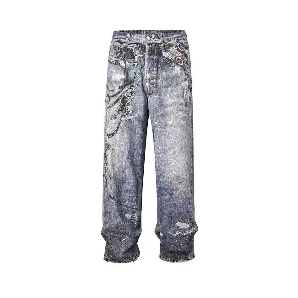 Japanese Brand Streetwear Skull Washed Gothic Baggy Pants Size US 30 / EU 46 - 3 Thumbnail