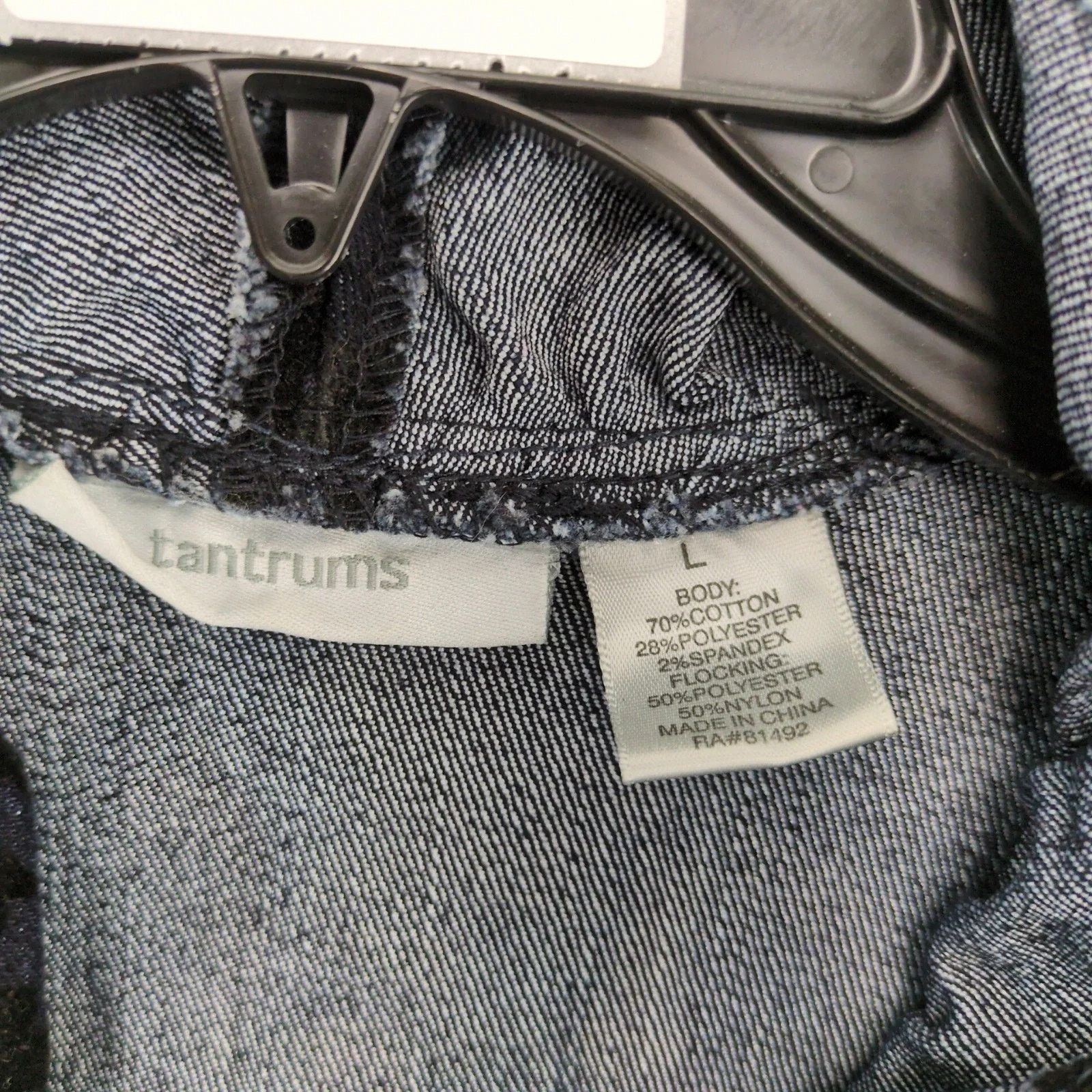 Other Tantrums Navy Denim Velour Flocked Full Zip Jacket Women's L Size L / US 10 / IT 46 - 4 Thumbnail