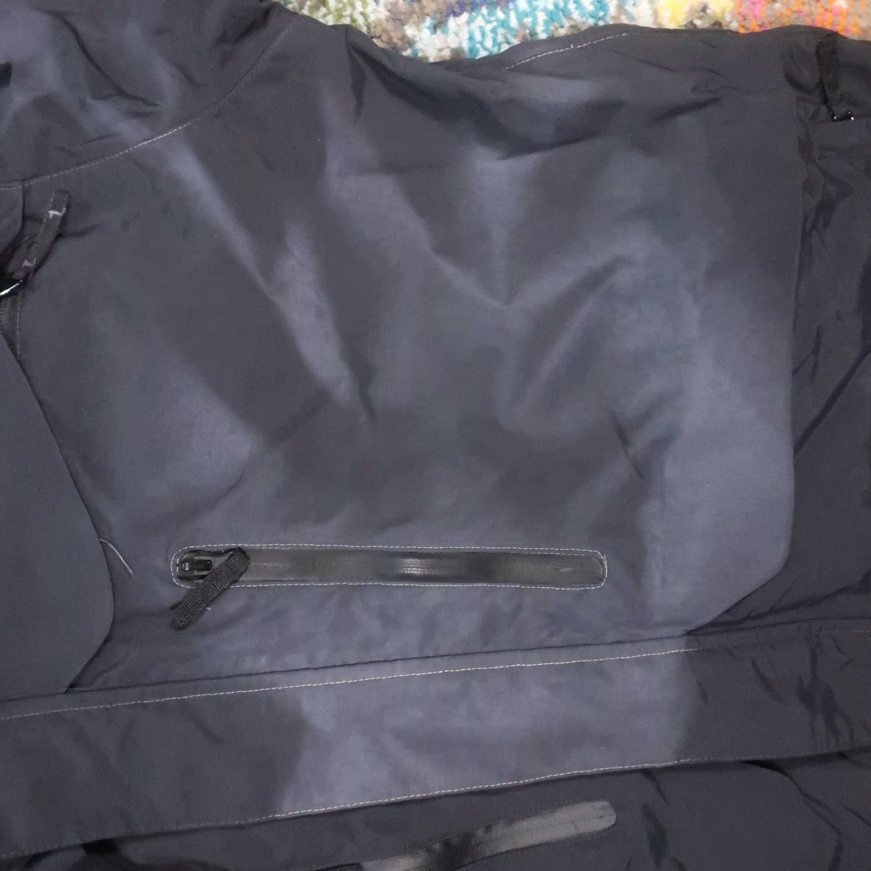 Vintage TRU-SPEC Weathershield Parka Jacket Mens XL Black Rain Coat Mid-Length Nylon Softshell Bleach Stains/Hid hoodie missing zip out fleece liner Size US XL / EU 56 / 4 - 4 Thumbnail
