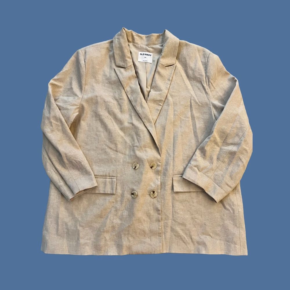 Old Navy Old Navy Blazer Women's XXL Beige Linen Blend Double Breasted Quiet Luxury Size XXL / US 16-18 / IT 52-54 - 1 Thumbnail