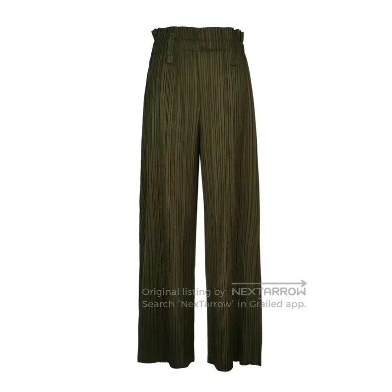 Issey Miyake Issey Miyake size:5 Avocado green pleated straight-leg pan Size 31" - 1 Thumbnail
