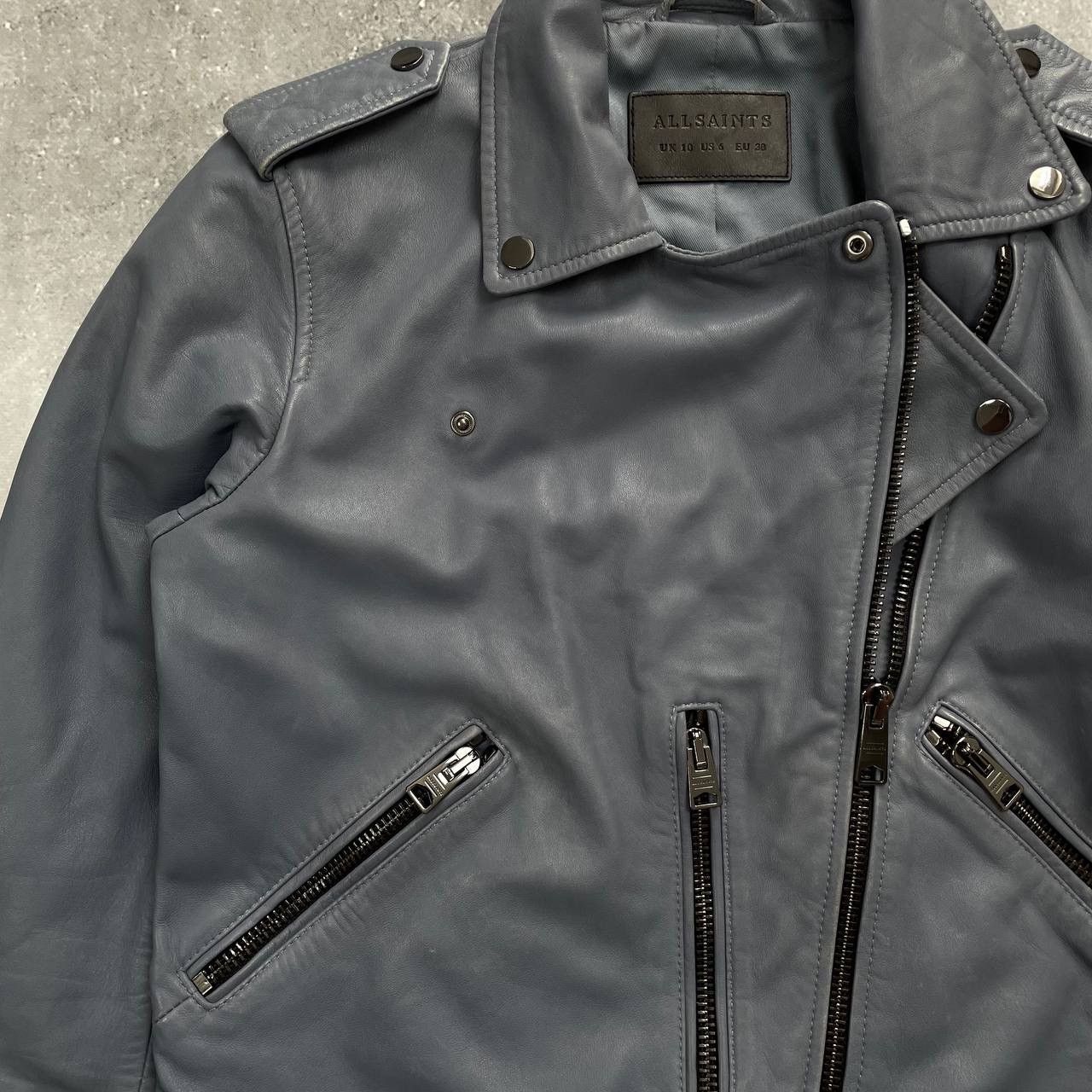 Allsaints Allsaints Fern Biker Leather Jacket Women’s Blue Size EU 38 Size M / US 6-8 / IT 42-44 - 7 Thumbnail