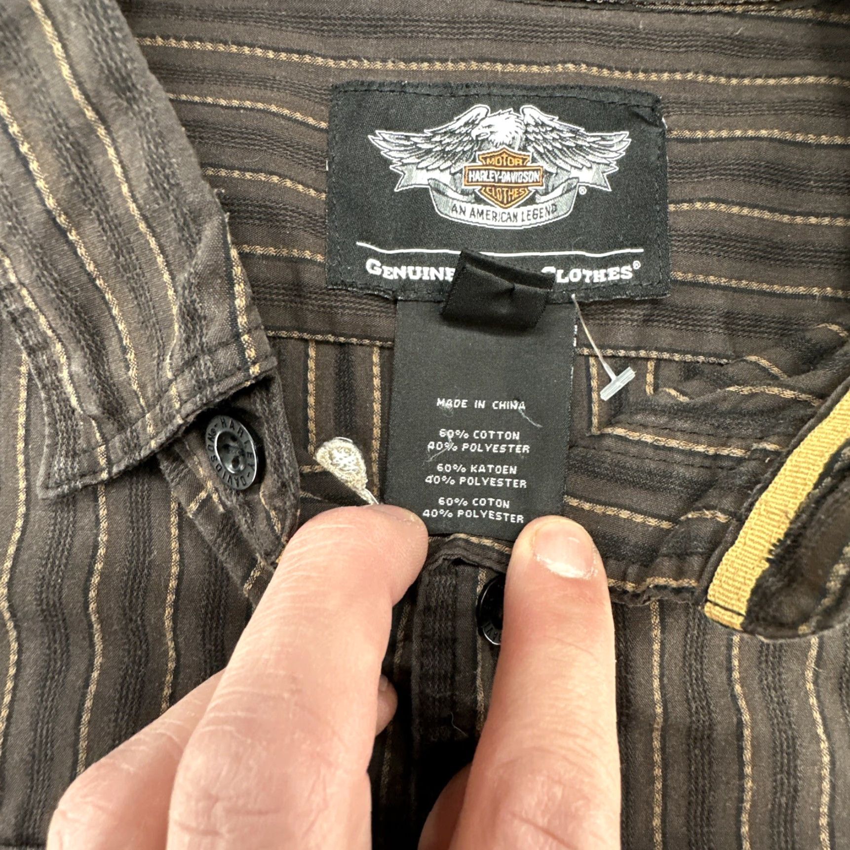 Harley Davidson Harley-Davidson Shirt Mens Large Pinstriped Cotton Long Sleeve Button Up Nice Size US L / EU 52-54 / 3 - 5 Thumbnail