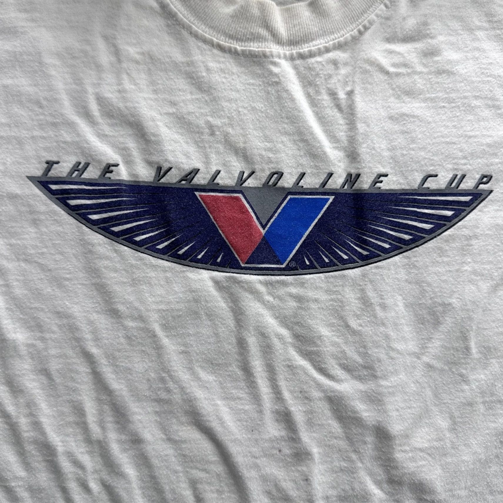 Vintage Valvoline Cup Racing Graphic Tee Mens XL Ivory Size US XL / EU 56 / 4 - 2 Thumbnail