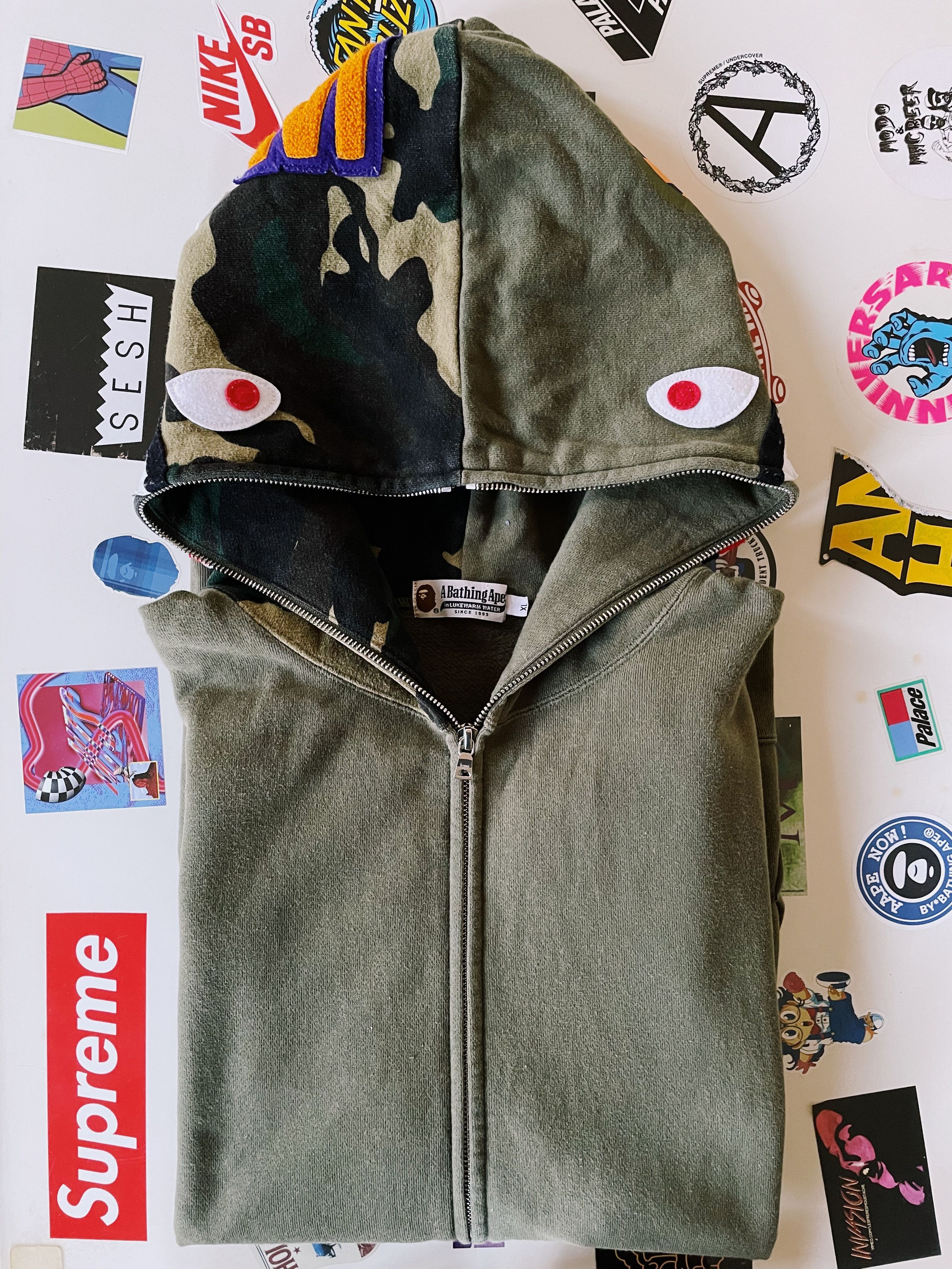 Bape × Nigo × Vintage Vintage Y2K A Bathing Ape Bape Land Shark Fullzip Hoodie Size US XL / EU 56 / 4 - 10 Thumbnail
