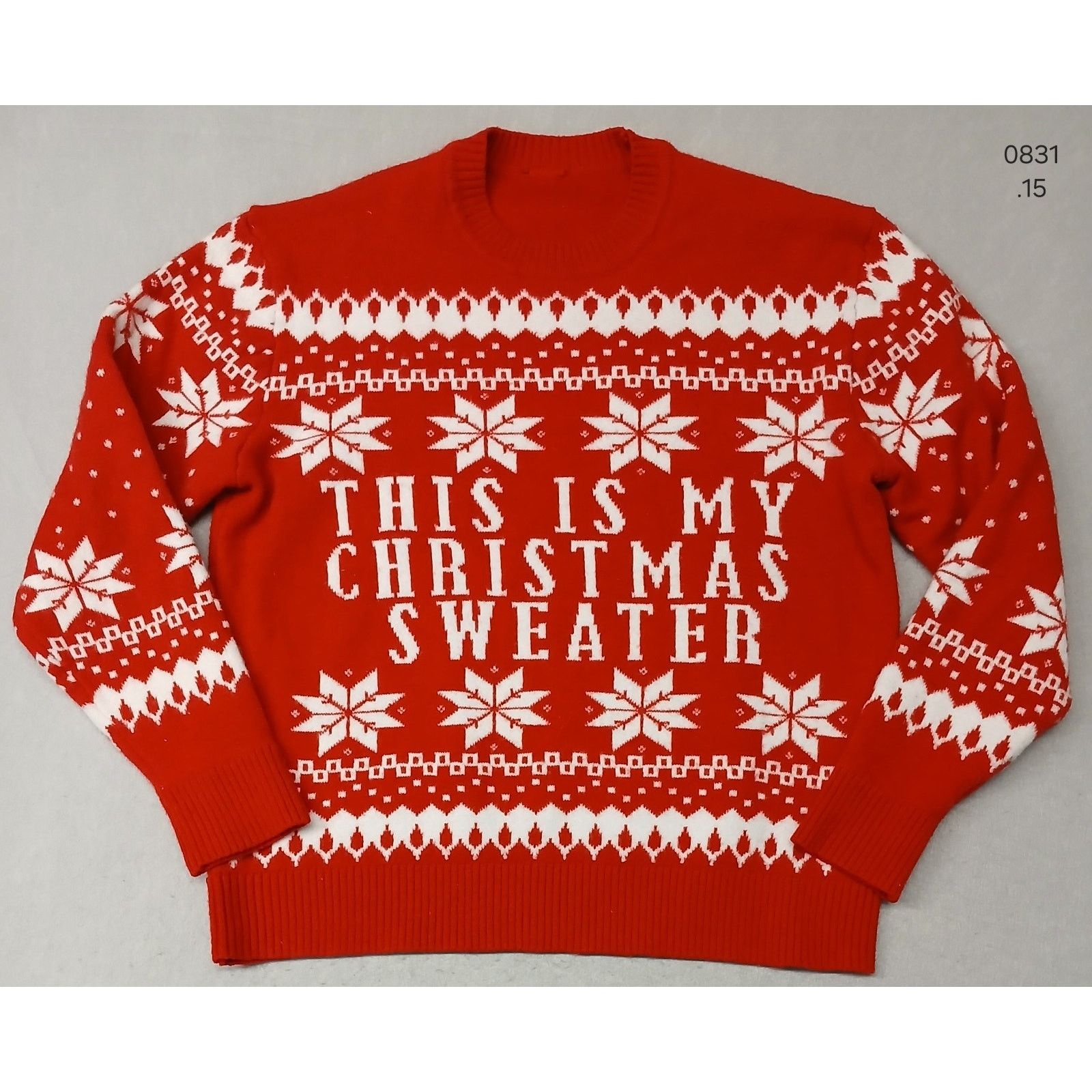 Other Unbranded (No Size) Red Knitted Crew Neck Ugly Sweater Size M / US 6-8 / IT 42-44 - 1 Thumbnail