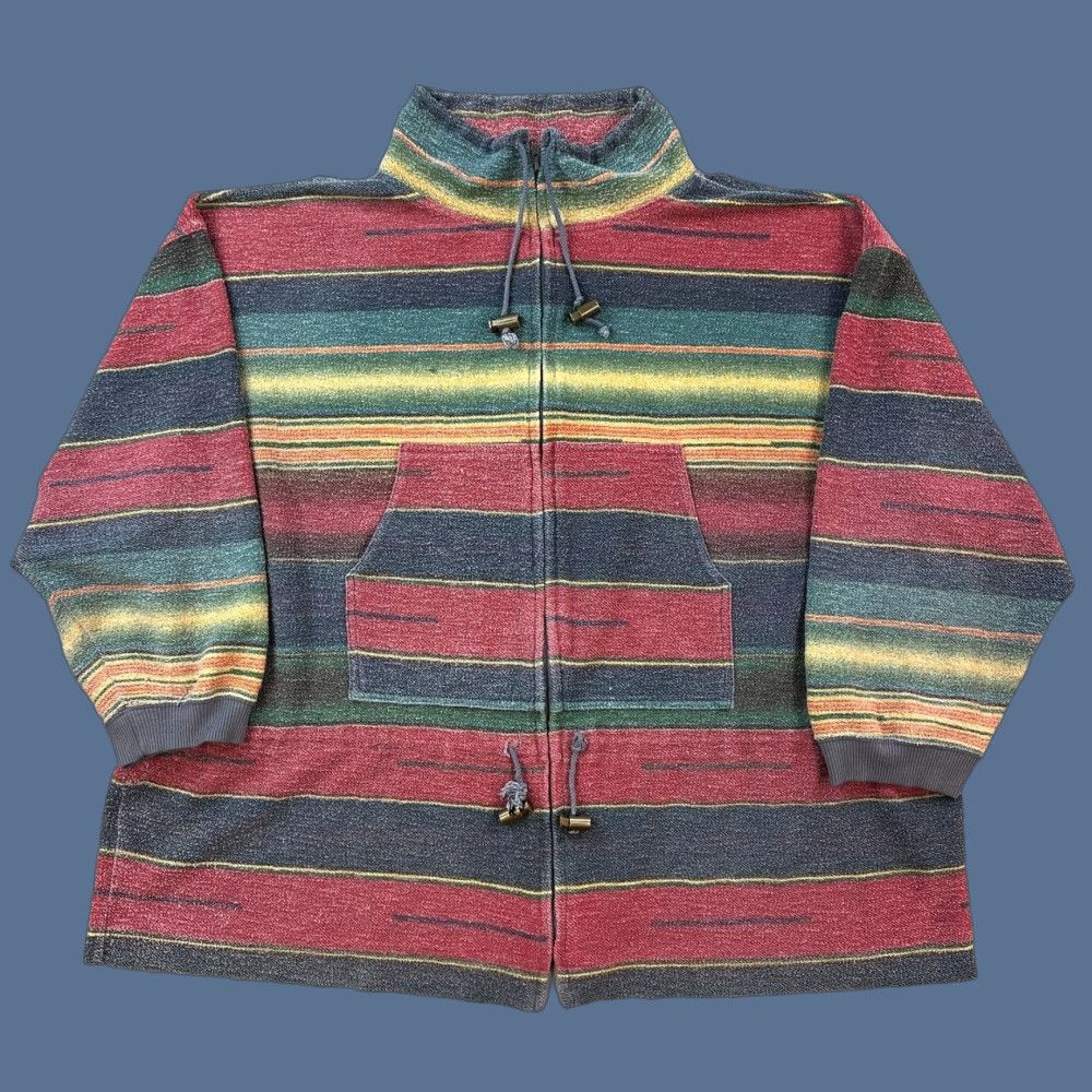 VINTAGE Venezia Jacket Women's 24 Striped Cali Baja Drug Rug Fleece Full Zip 90s