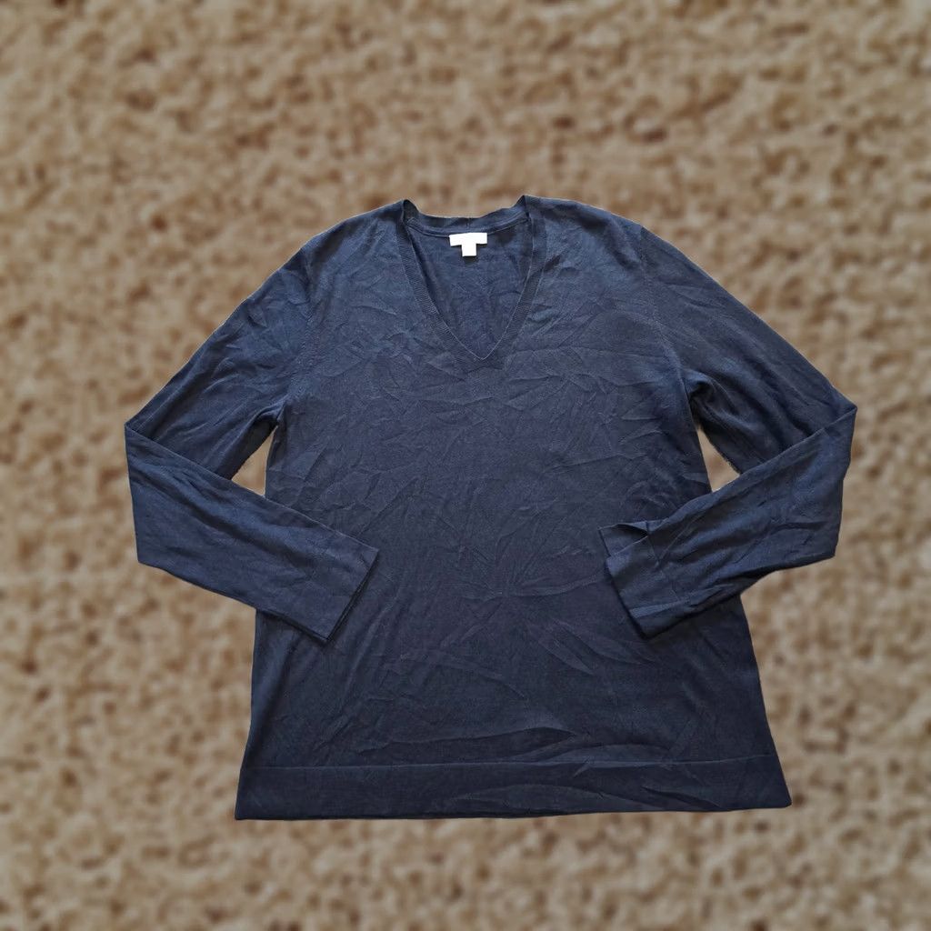 J. Jill J. Jill Sweater Top Womens M Blue Silk Blend Long Sleeve V-Neck Casual Office Suitable Basic Knit Pullover Size M / US 6-8 / IT 42-44 - 1 Thumbnail