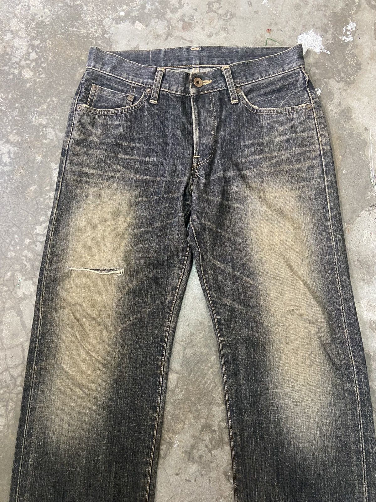 Edwin × Japanese Brand Edwin 505 LowRize Fly Button Distressed Denim Size US 30 / EU 46 - 4 Thumbnail
