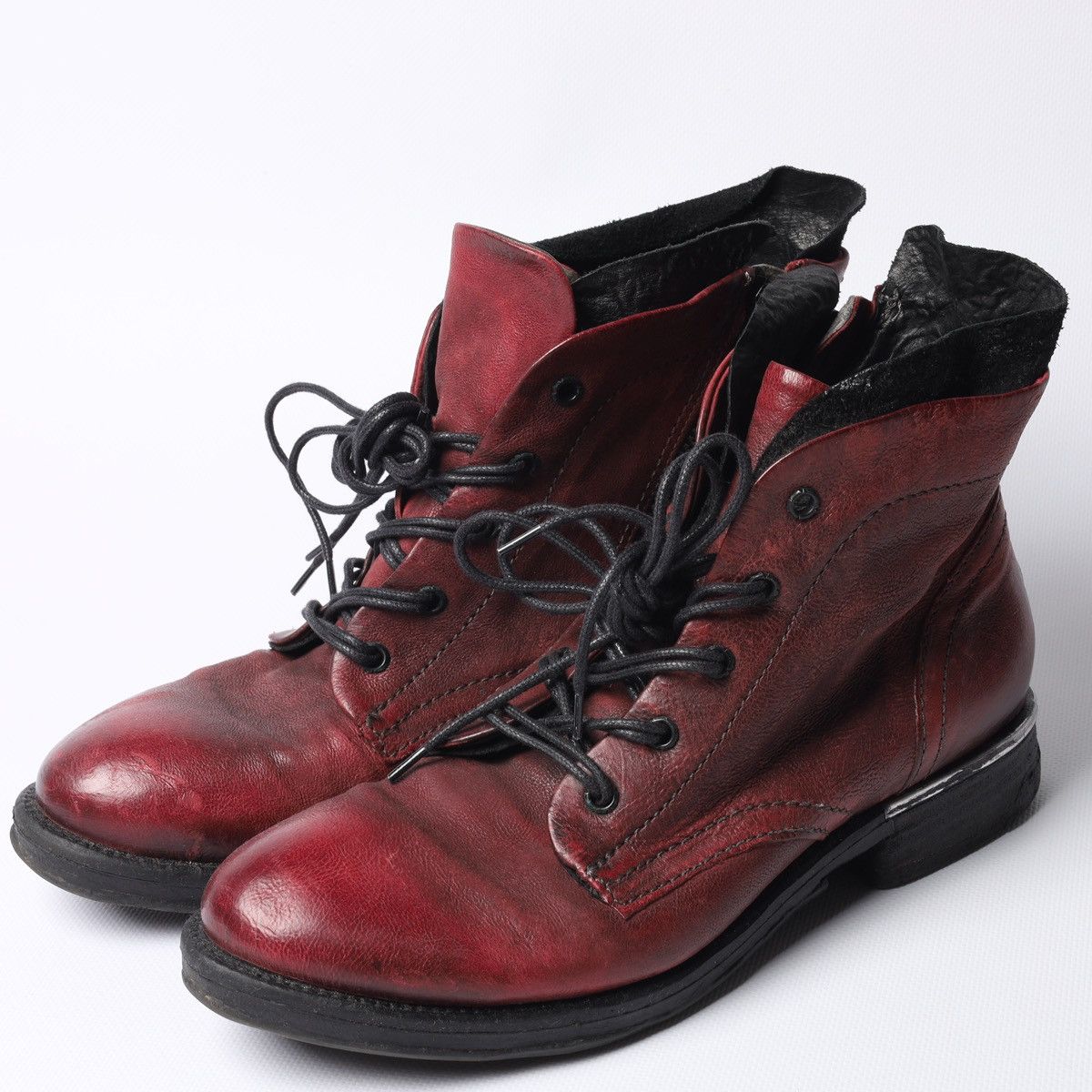 A.S.98 A.S.98 Leather Ankle Boots Western Zip Avantgarde Red Shoes Size US 8 / IT 38 - 2 Thumbnail