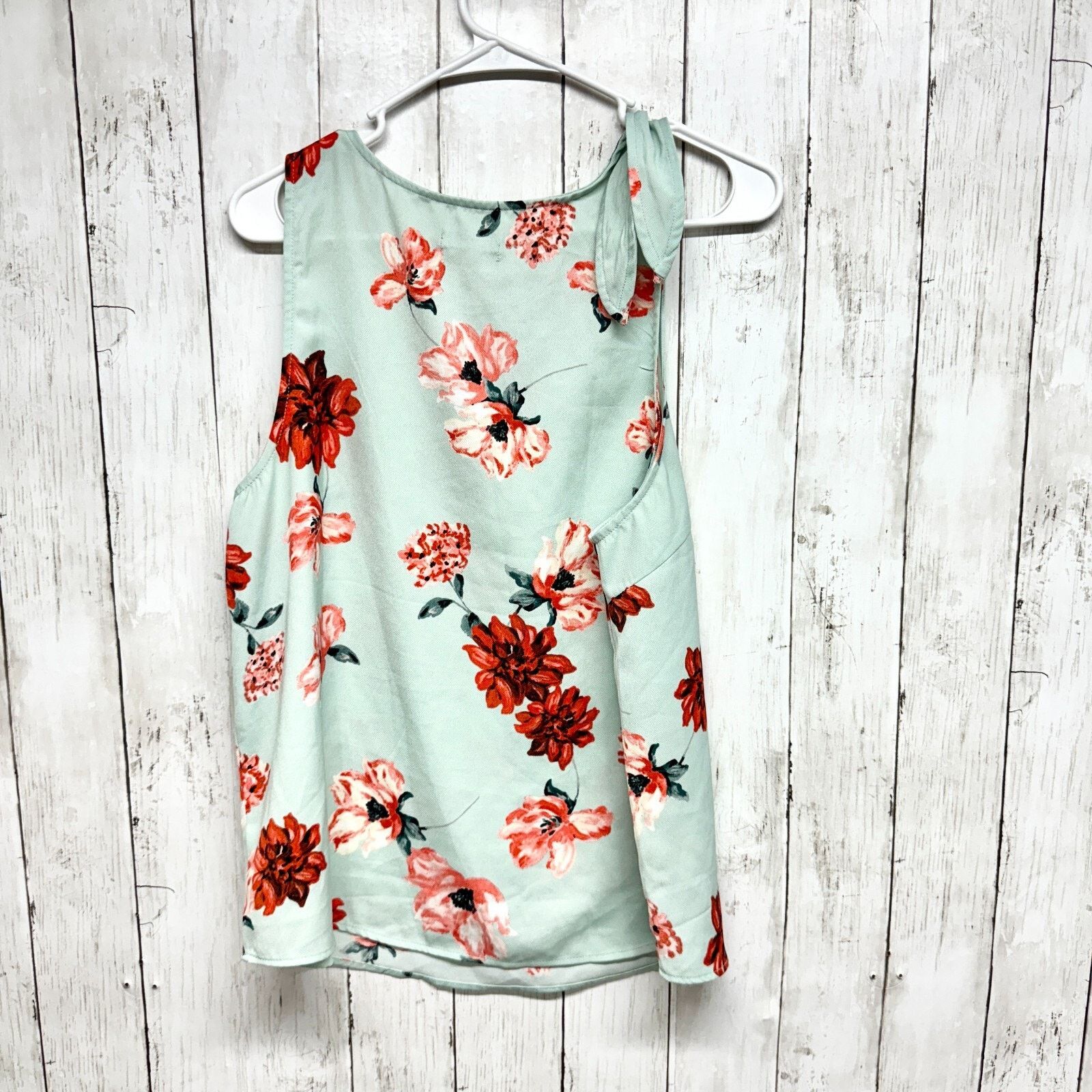 14th & Union 14th & Union Tank Top LG Teal Floral Round Neck Straight Hem Size L / US 10 / IT 46 - 5 Thumbnail