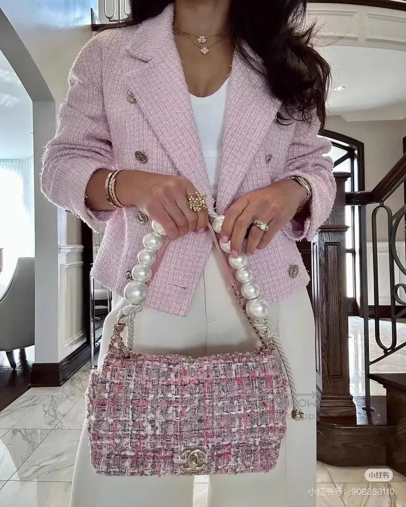 Chanel Chanel 21S show style cherry blossom pink lapel double-bre Size XS / US 0-2 / IT 36-38 - 8 Thumbnail