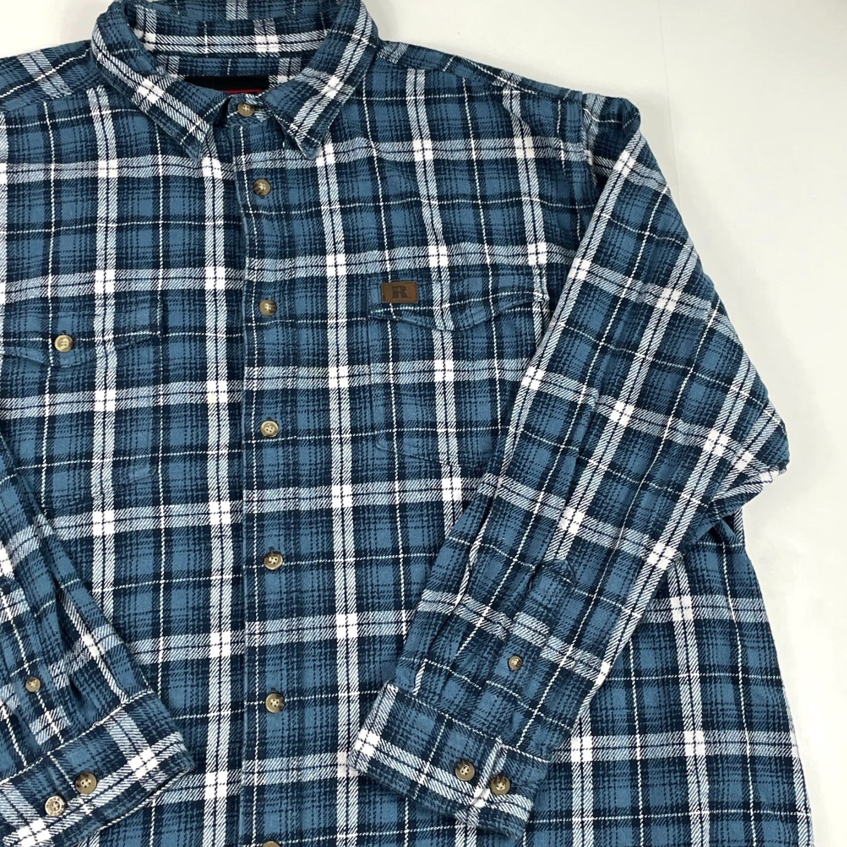 Wrangler Wrangler Shirt Mens 3XL Blue Riggs Workwear Flannel Button Up Cowboy Rodeo Plaid Serif? Size US XXL / EU 58 / 5 - 3 Thumbnail