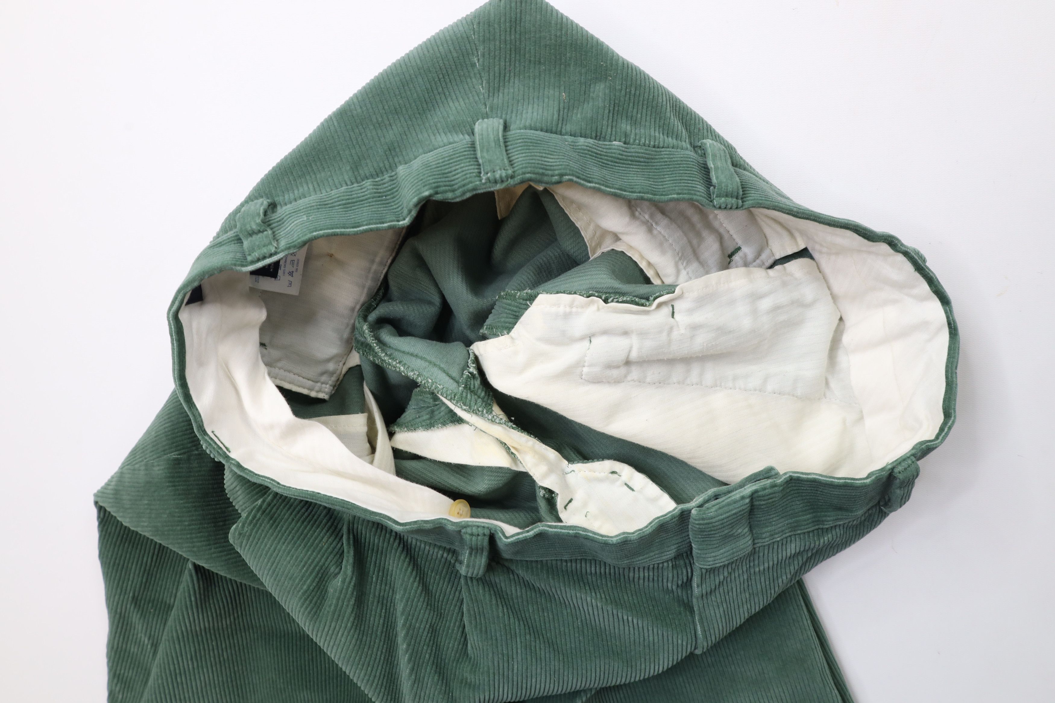 Lands' End × Vintage Vintage 90s Lands End Wide Leg Corduroy Chino Pants Green Size US 38 / EU 54 - 8 Thumbnail