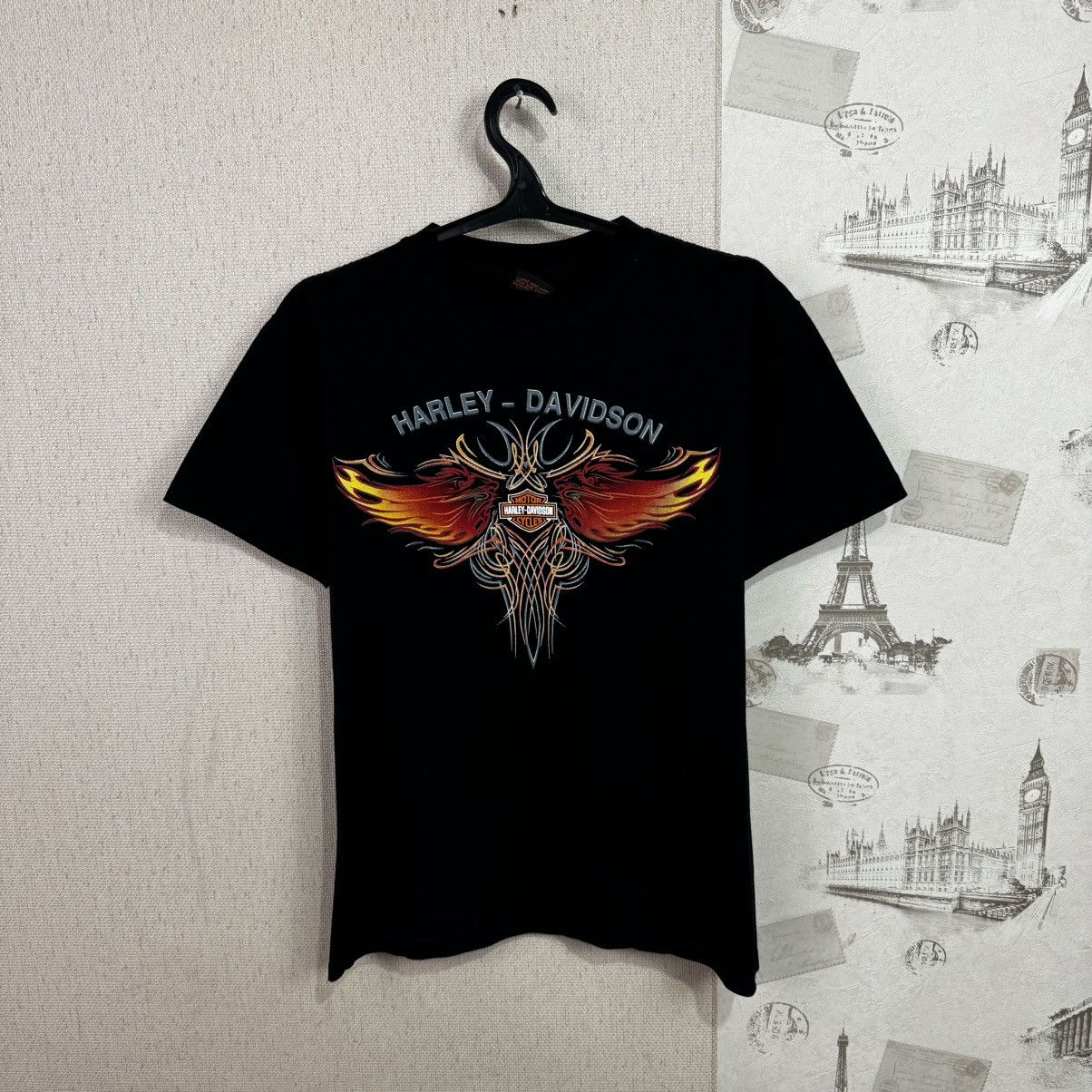 Harley Davidson × Vintage Vintage Harley Davidson T shirt Fire Wings USA Biker L Size US L / EU 52-54 / 3 - 1 Thumbnail