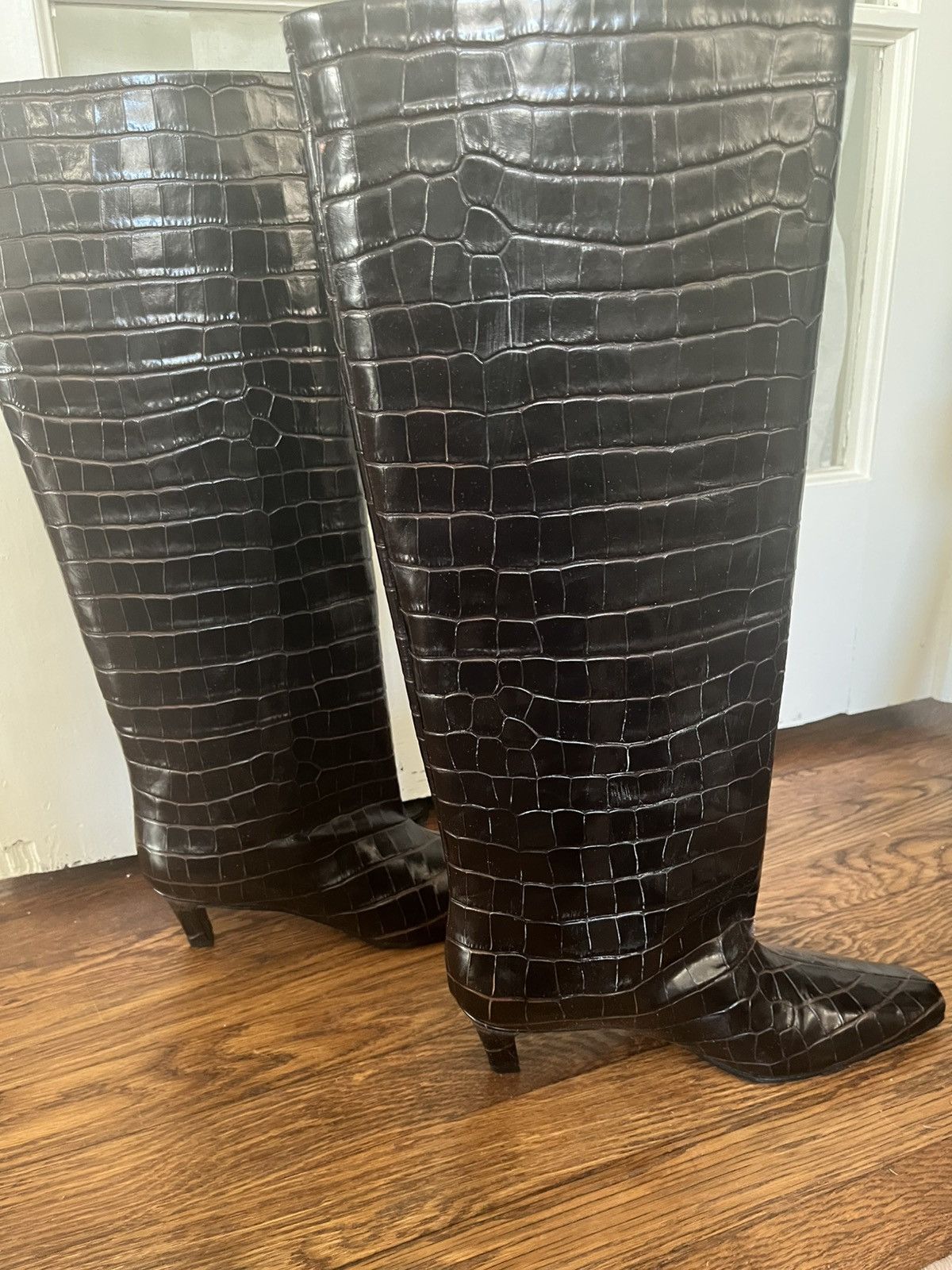 Toteme Totême Croc-Embossed Leather Knee-High Boots – Size 41 (new) Size US 11 / IT 41 - 2 Thumbnail