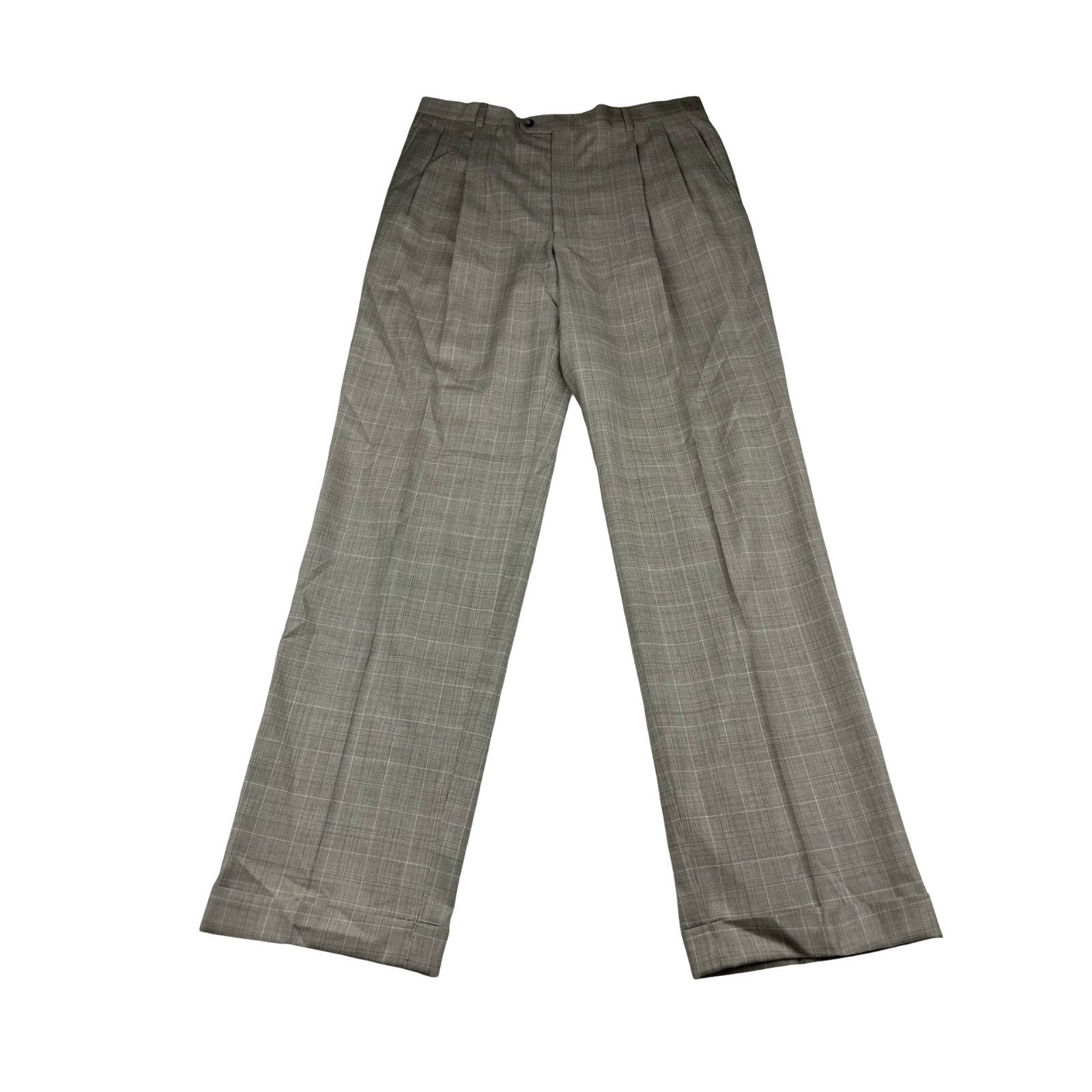 Hickey Freeman Hickey Freeman Men’s 100% Wool 2-Button Suit Beige/Brown Pla Size 40R - 13 Thumbnail