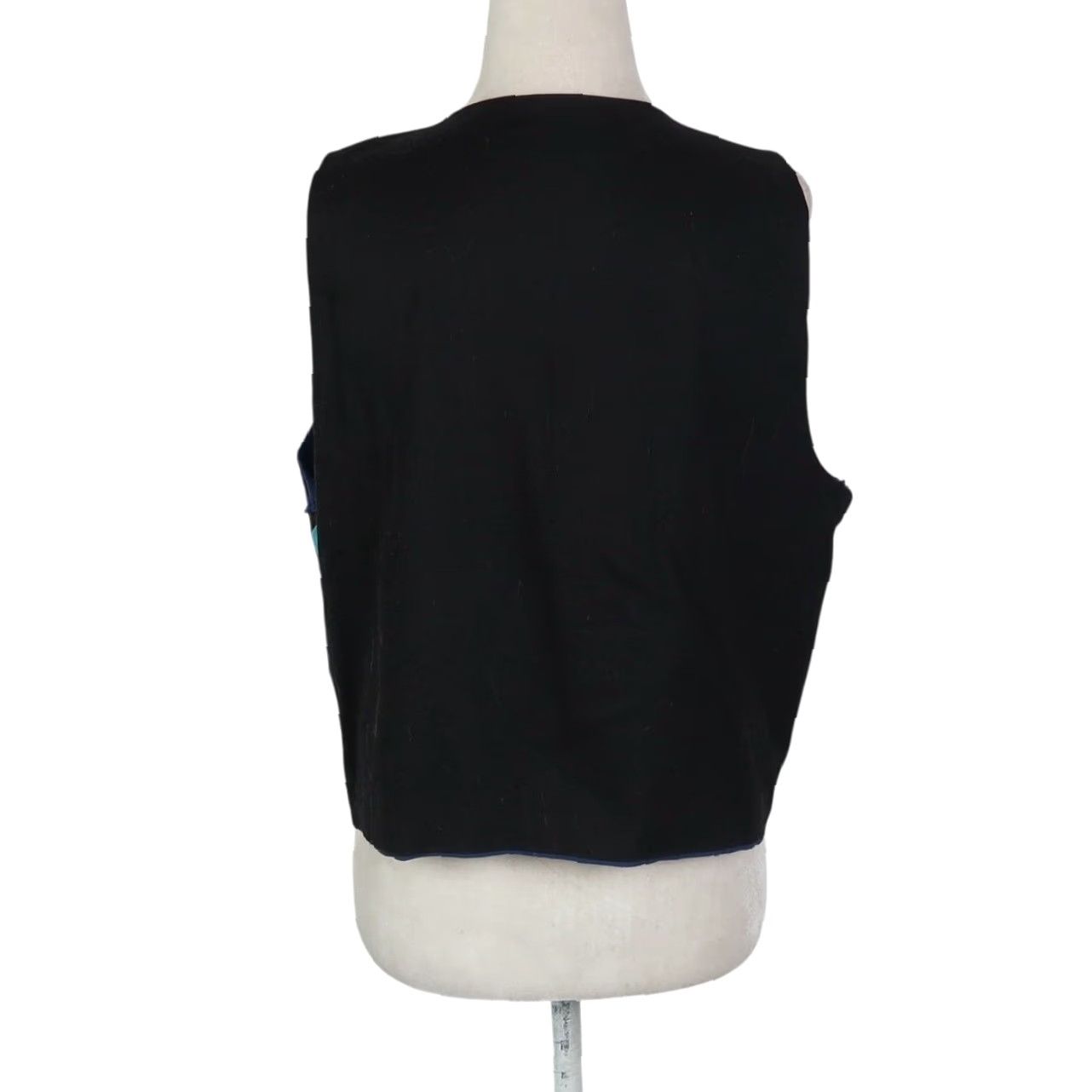 Vintage VINTAGE Southwestern Geometric Patchwork Vest L Black Blue Geometric 80s 90s Hippie Bohemian Western Casual Women Vest Size L / US 10 / IT 46 - 4 Thumbnail
